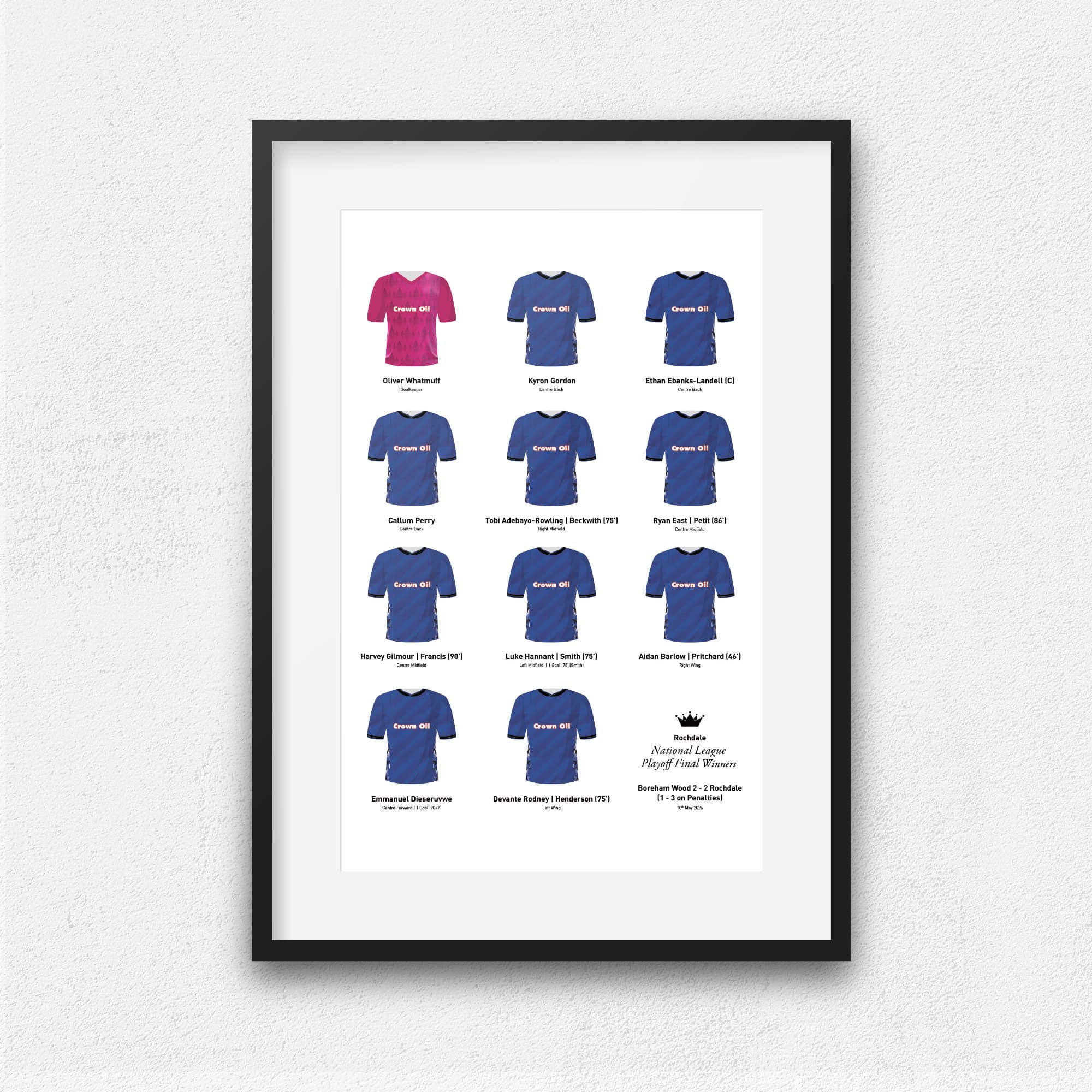 Rochdale 2026 National League Playoff Winners Team Print