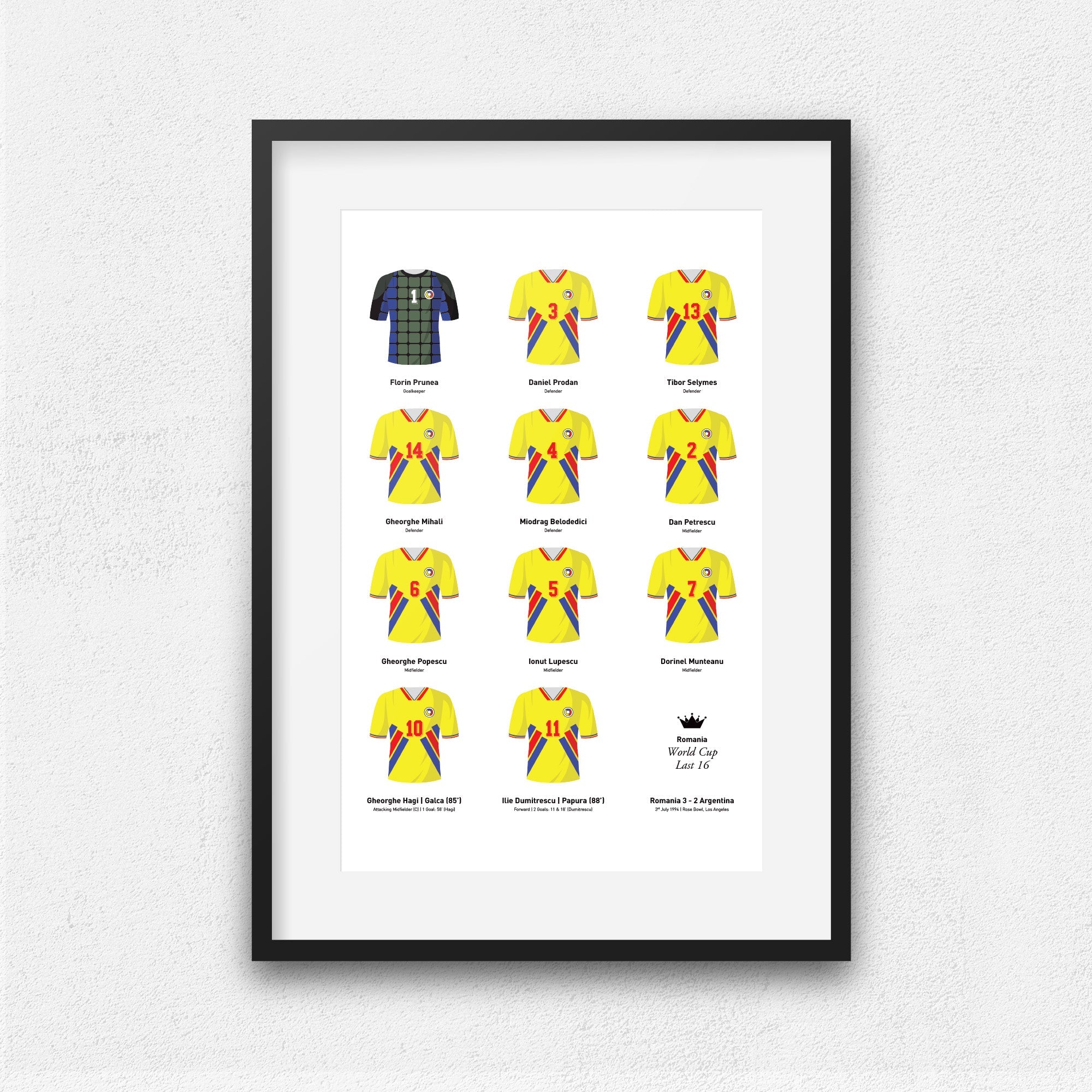 Romania 1994 World Cup Finals Football Team Print Good Team On Paper