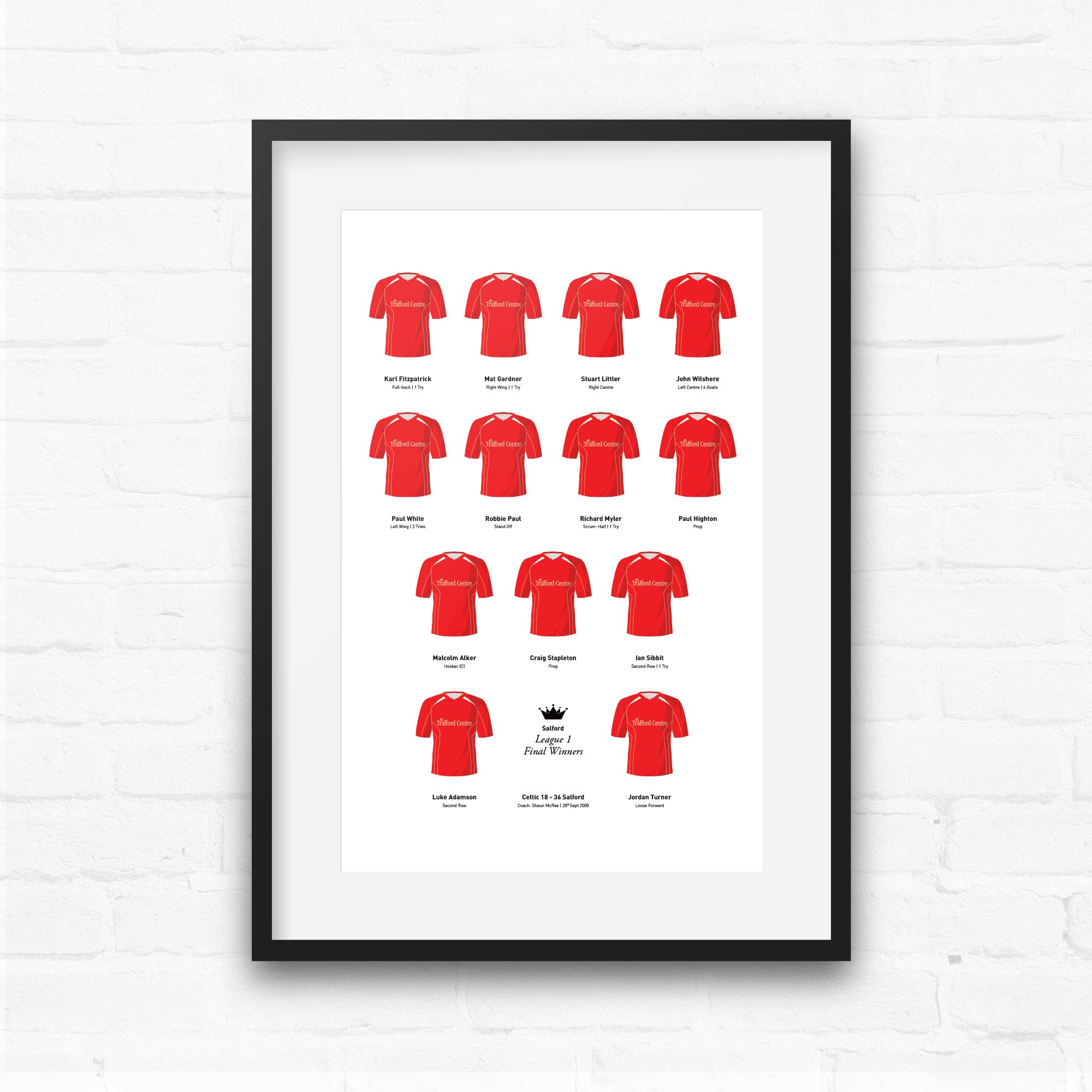 Salford Rugby League 2008 League 1 Final Winners Team Print