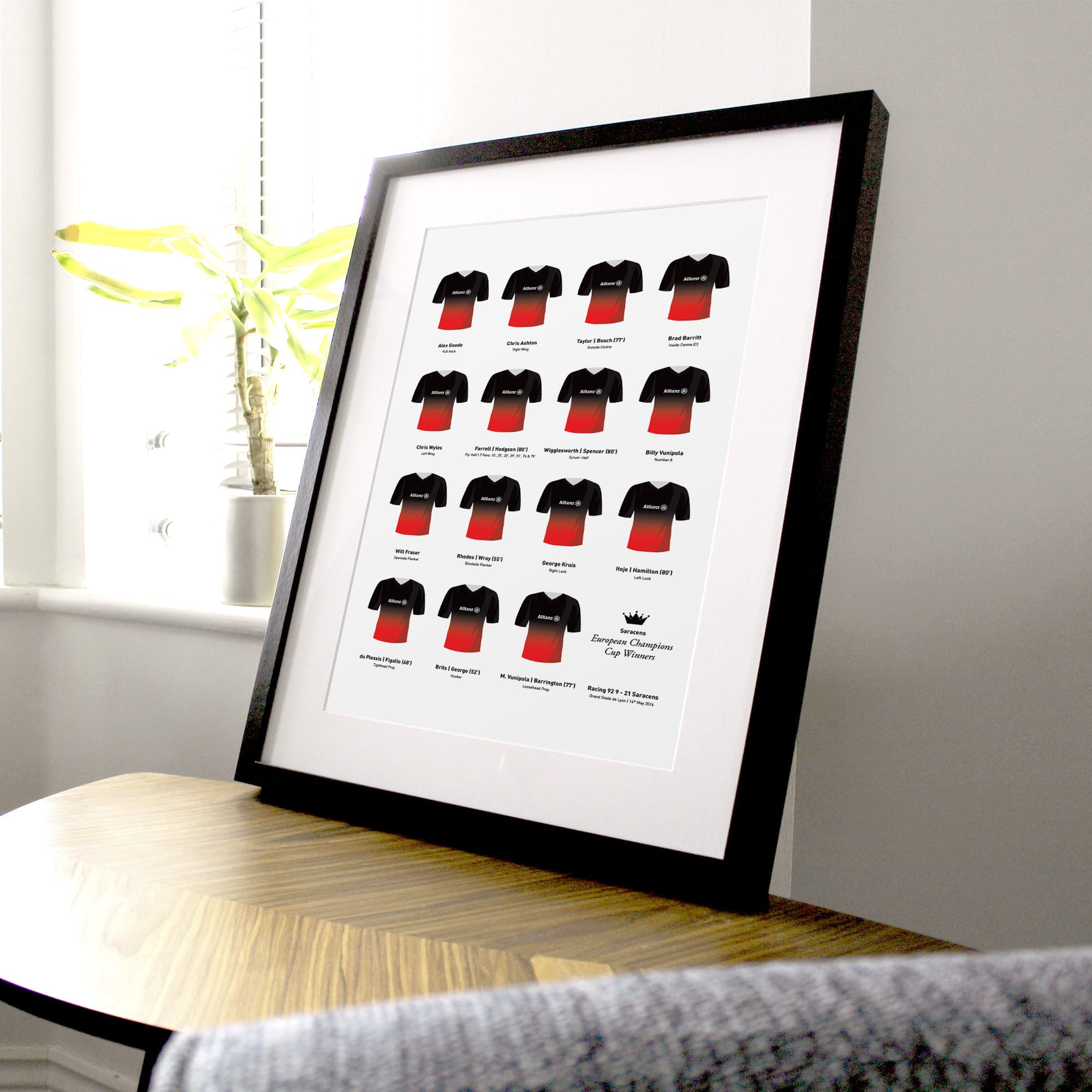 Saracens Rugby Union 2016 European Champions Cup Winners Team Print