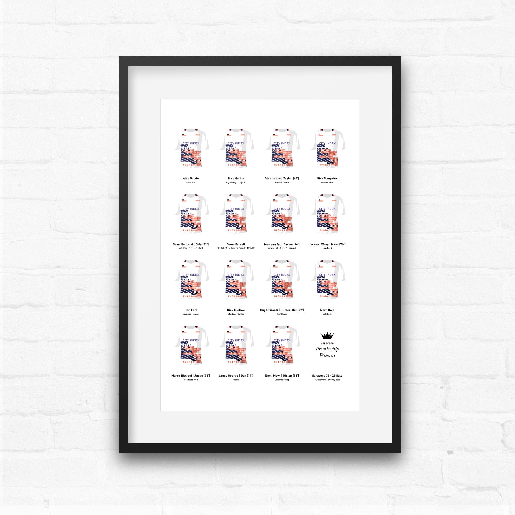 Saracens Rugby Union 2023 Premiership Winners Team Print