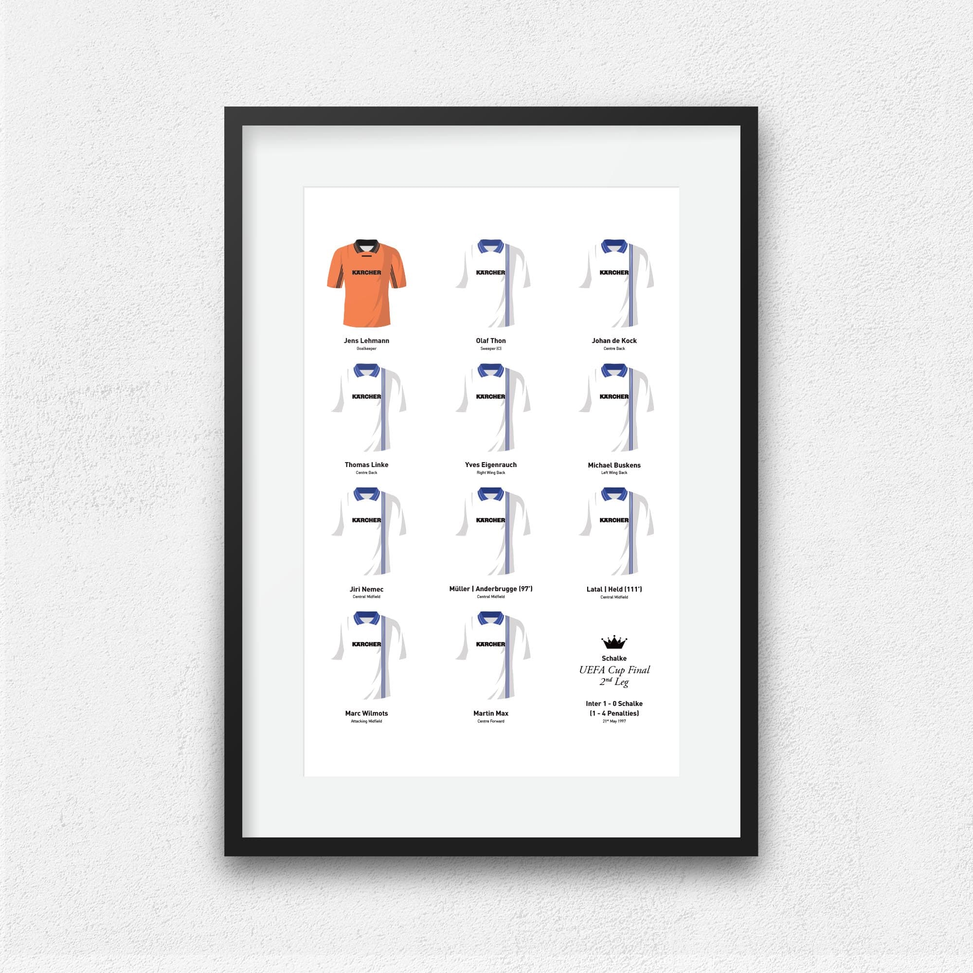 Schalke 1997 European Football Team Print Good Team On Paper