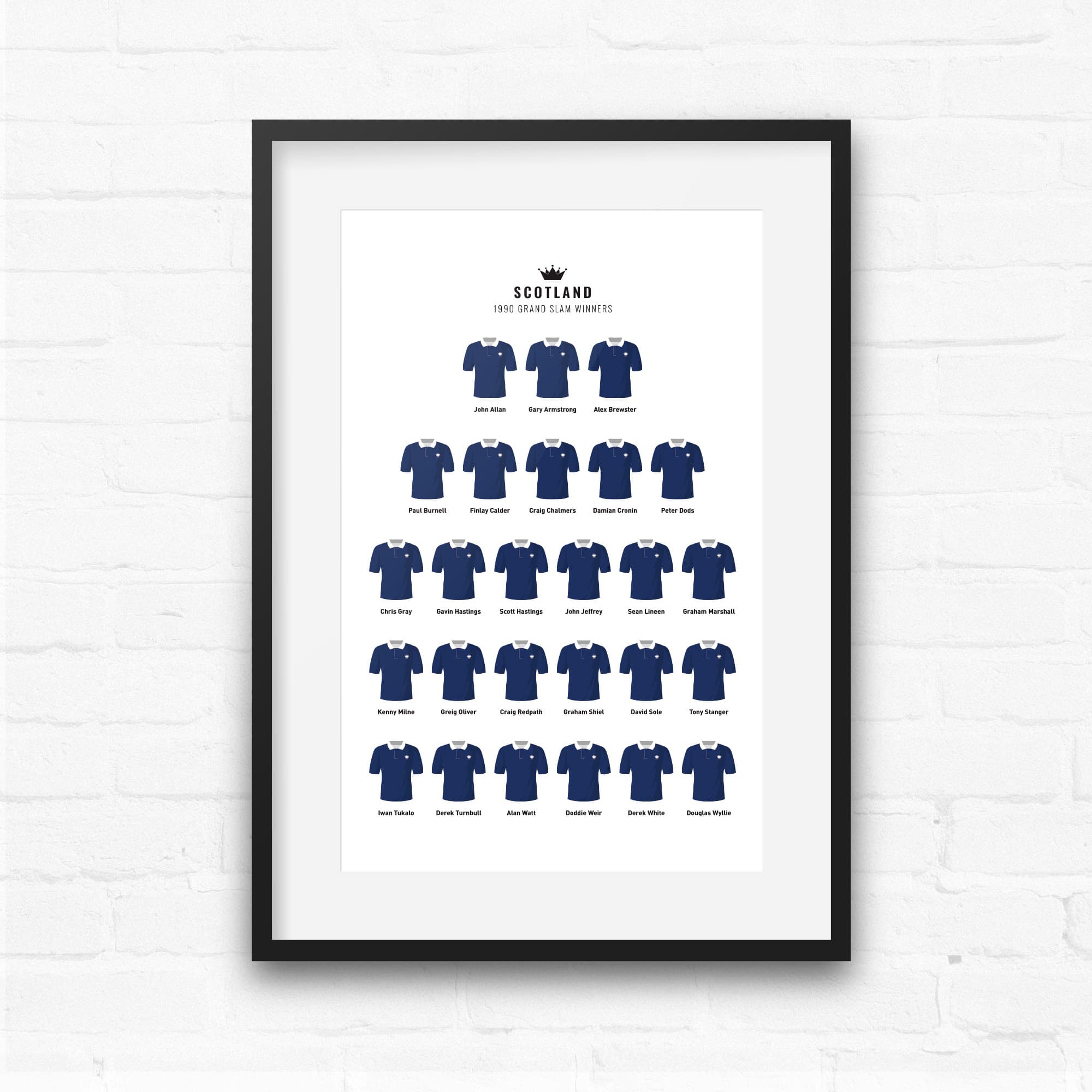 Scotland Rugby Union 1990 Grand Slam Winners Team Print