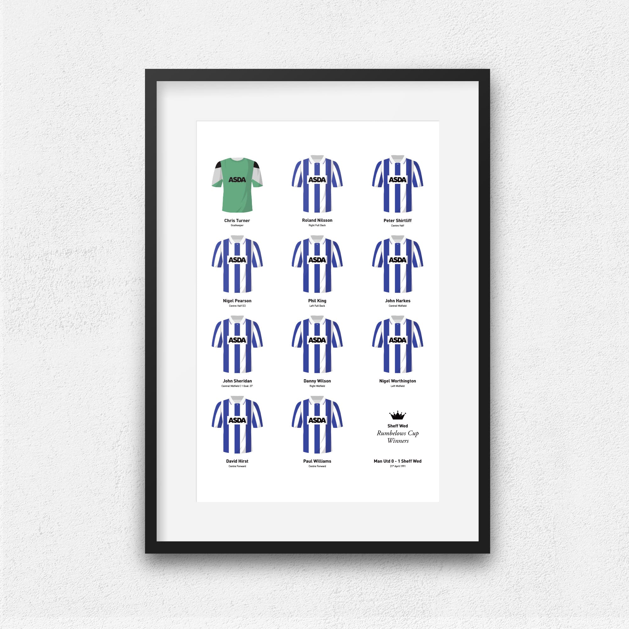 Sheff Wed 1991 Rumbelows Cup Winners Football Team Print Good Team On Paper