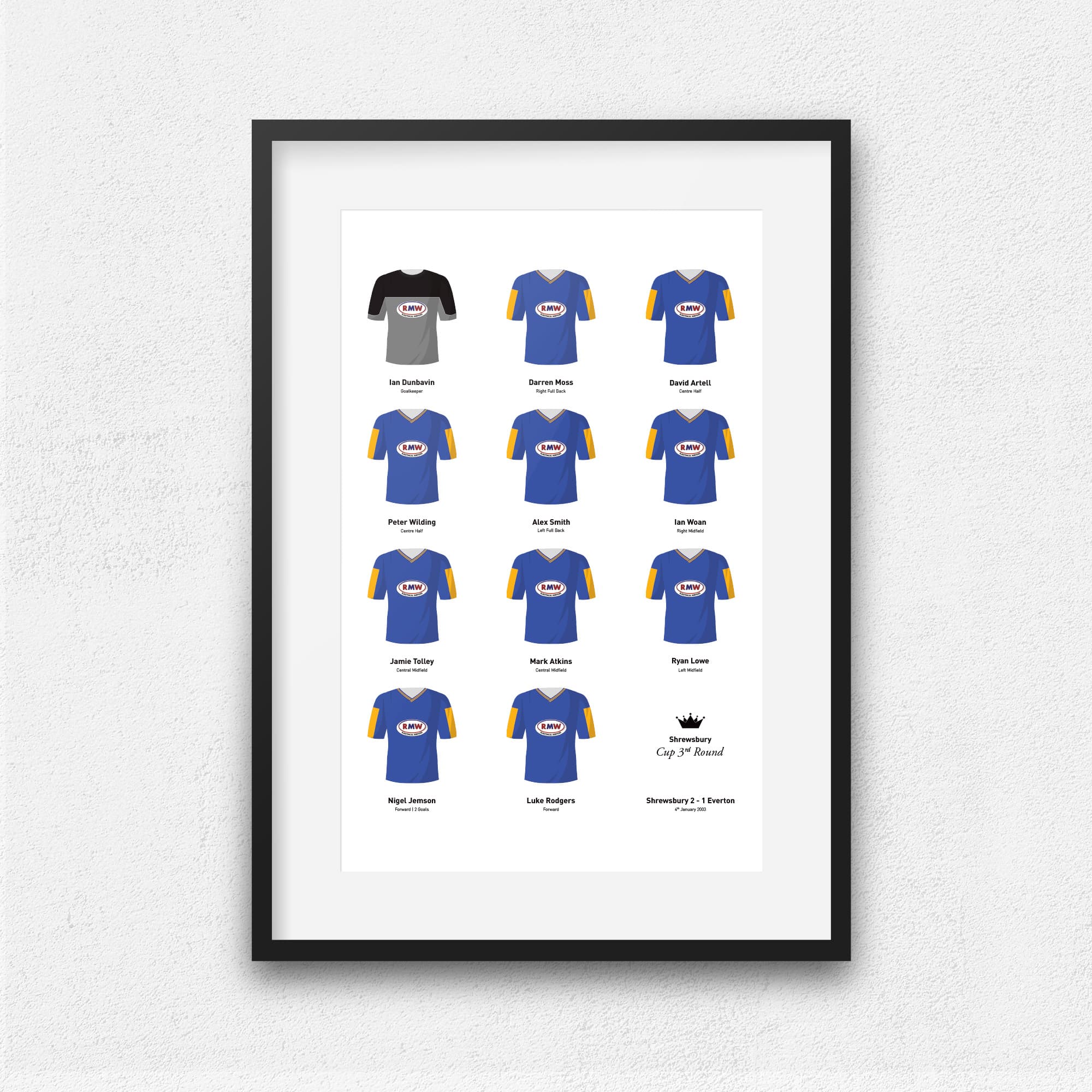 Shrewsbury 2003 Cup 3rd Round Football Team Print Good Team On Paper