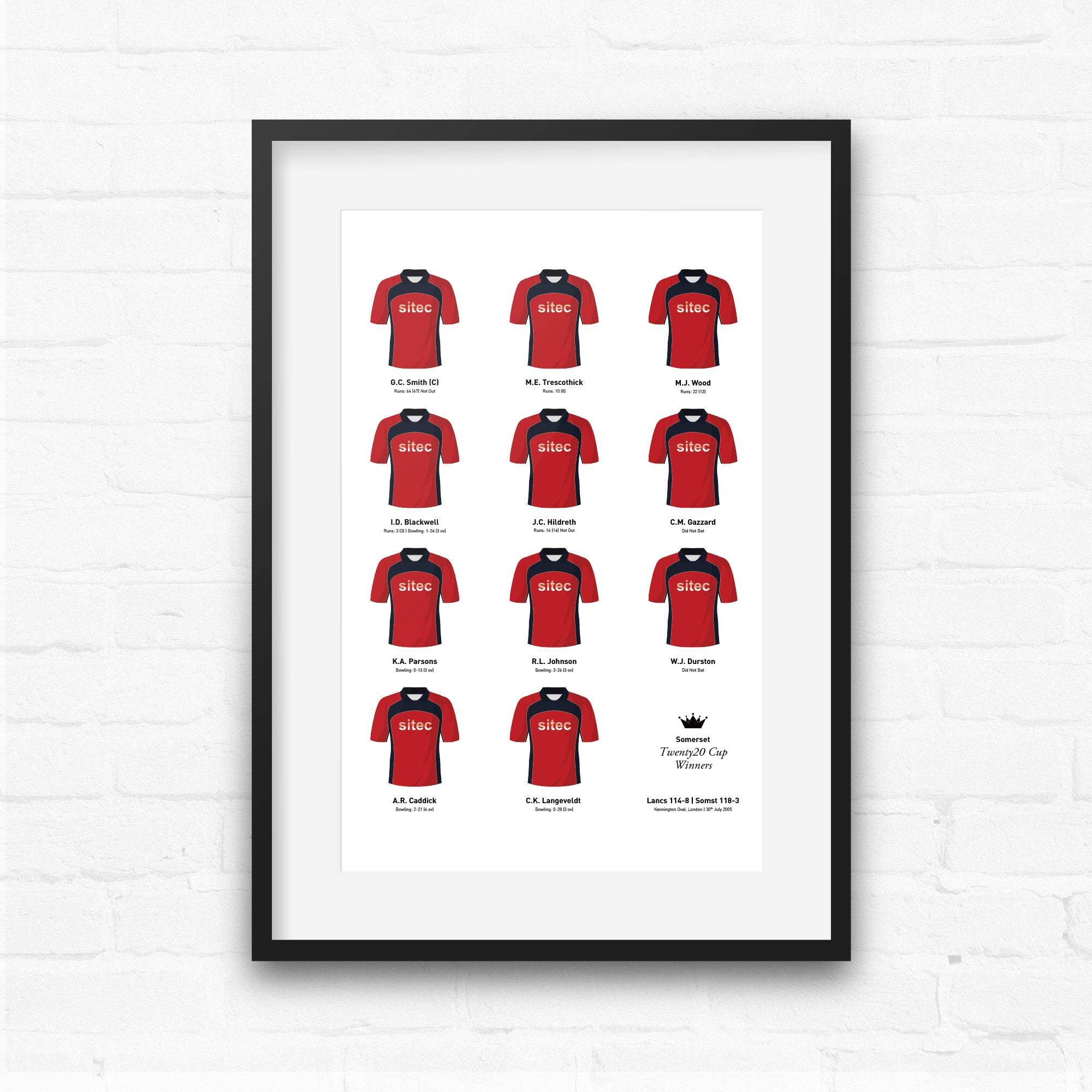 Somerset Cricket 2005 Twenty20 Cup Winners Team Print