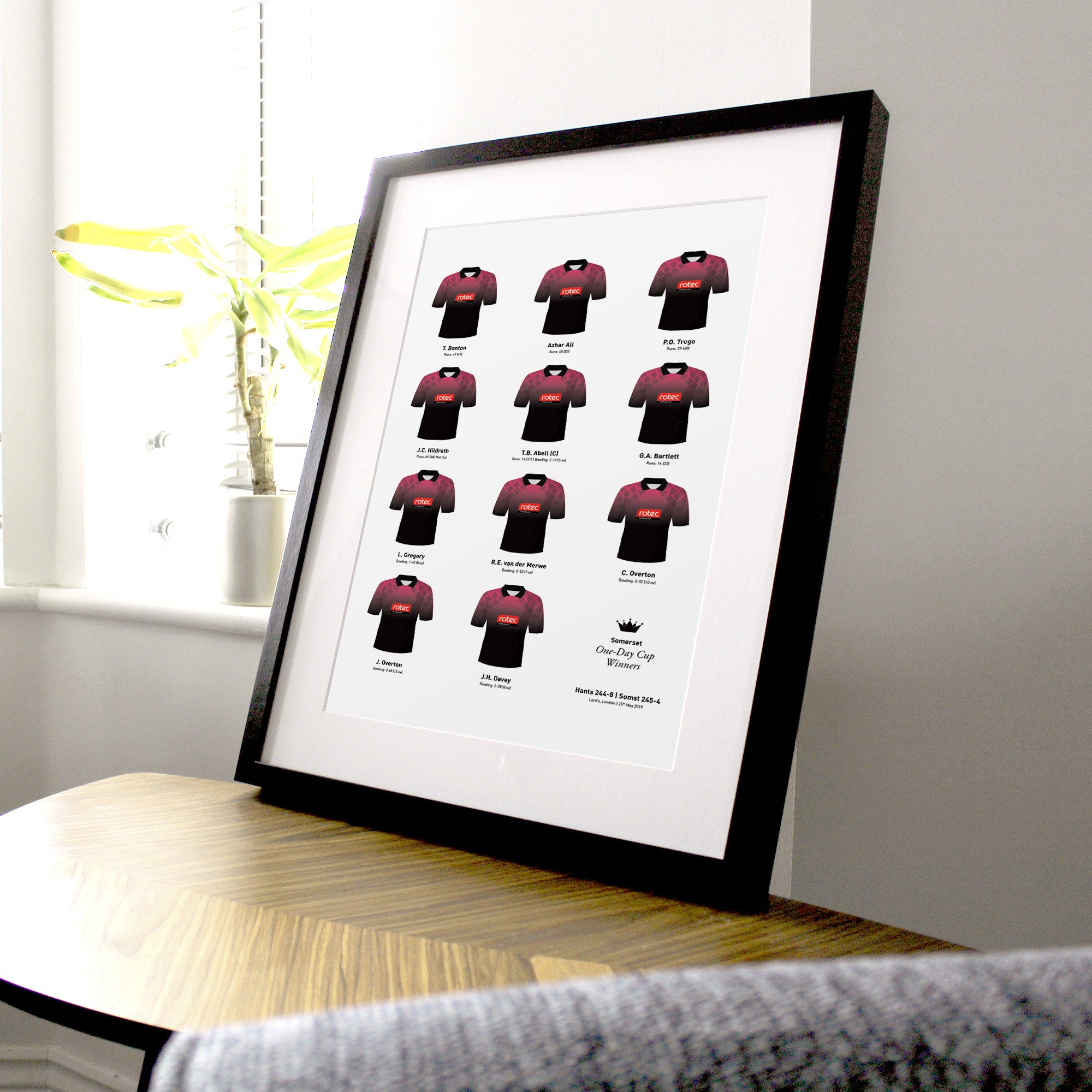 Somerset Cricket 2019 One Day Cup Winners Team Print