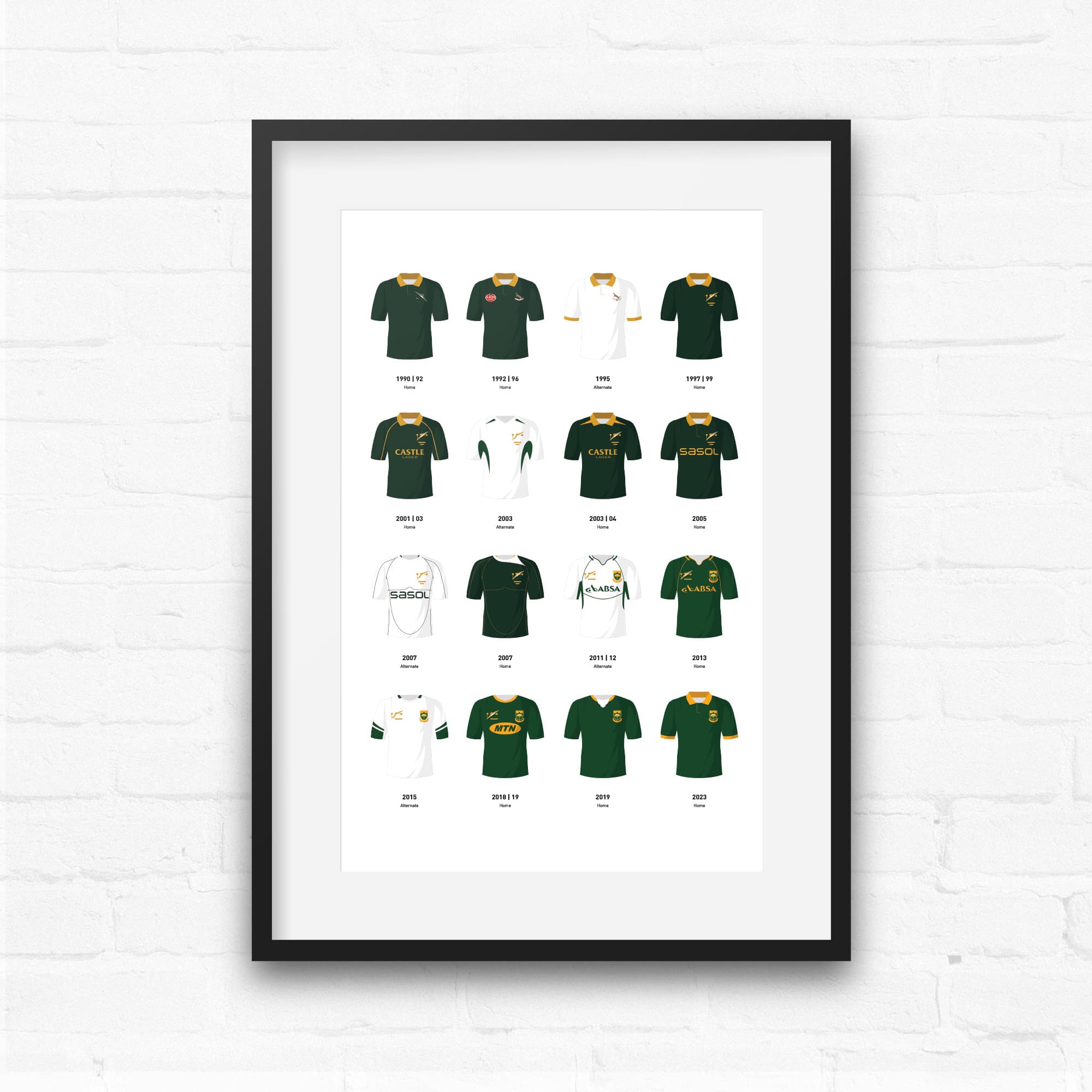 South Africa Classic Kits Rugby Union Team Print