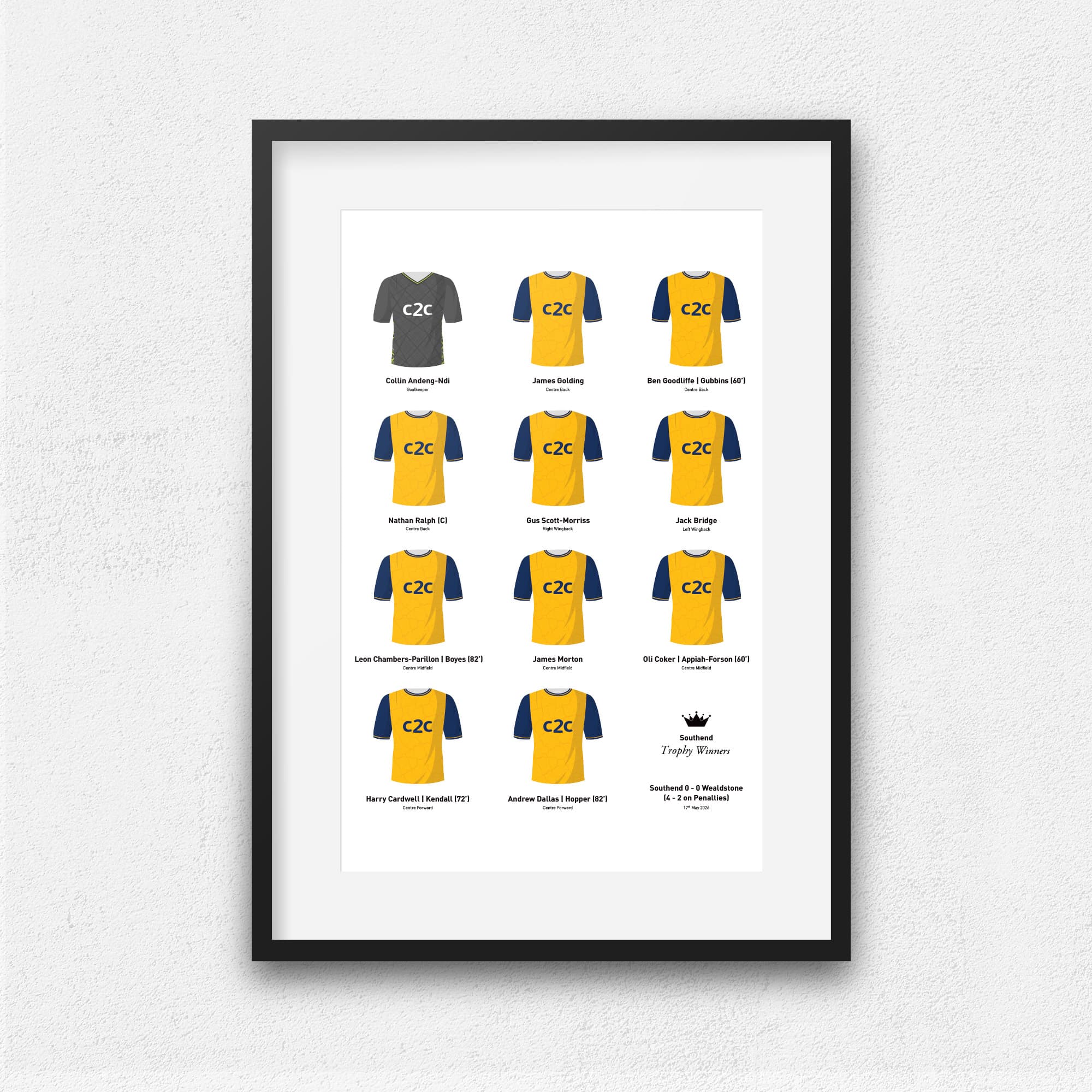Southend 2026 Trophy Winners Football Team Print