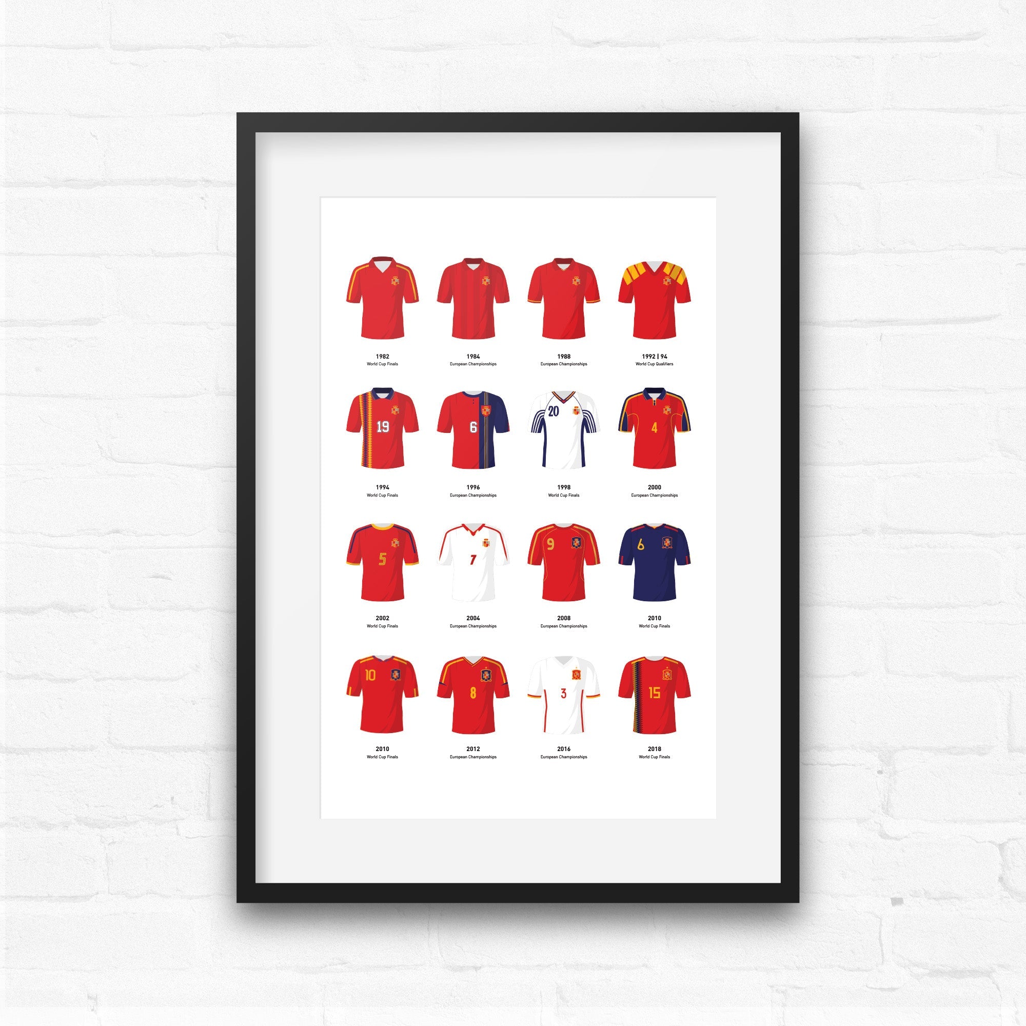 Spain Classic Kits Football Team Print Good Team On Paper