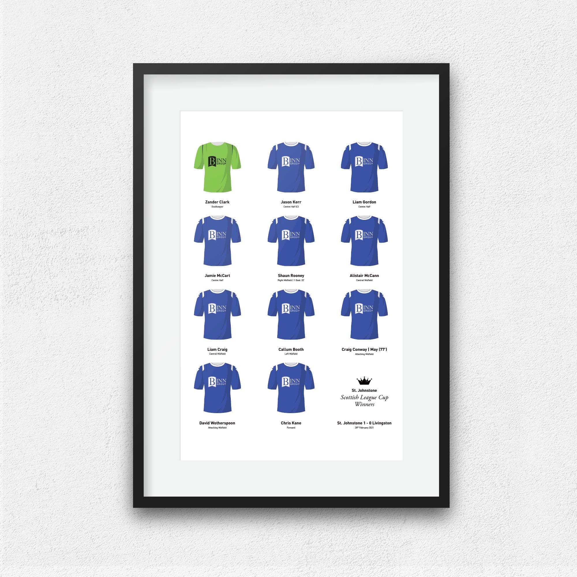 St Johnstone 2021 Scottish League Cup Winners Football Team Print Good Team On Paper