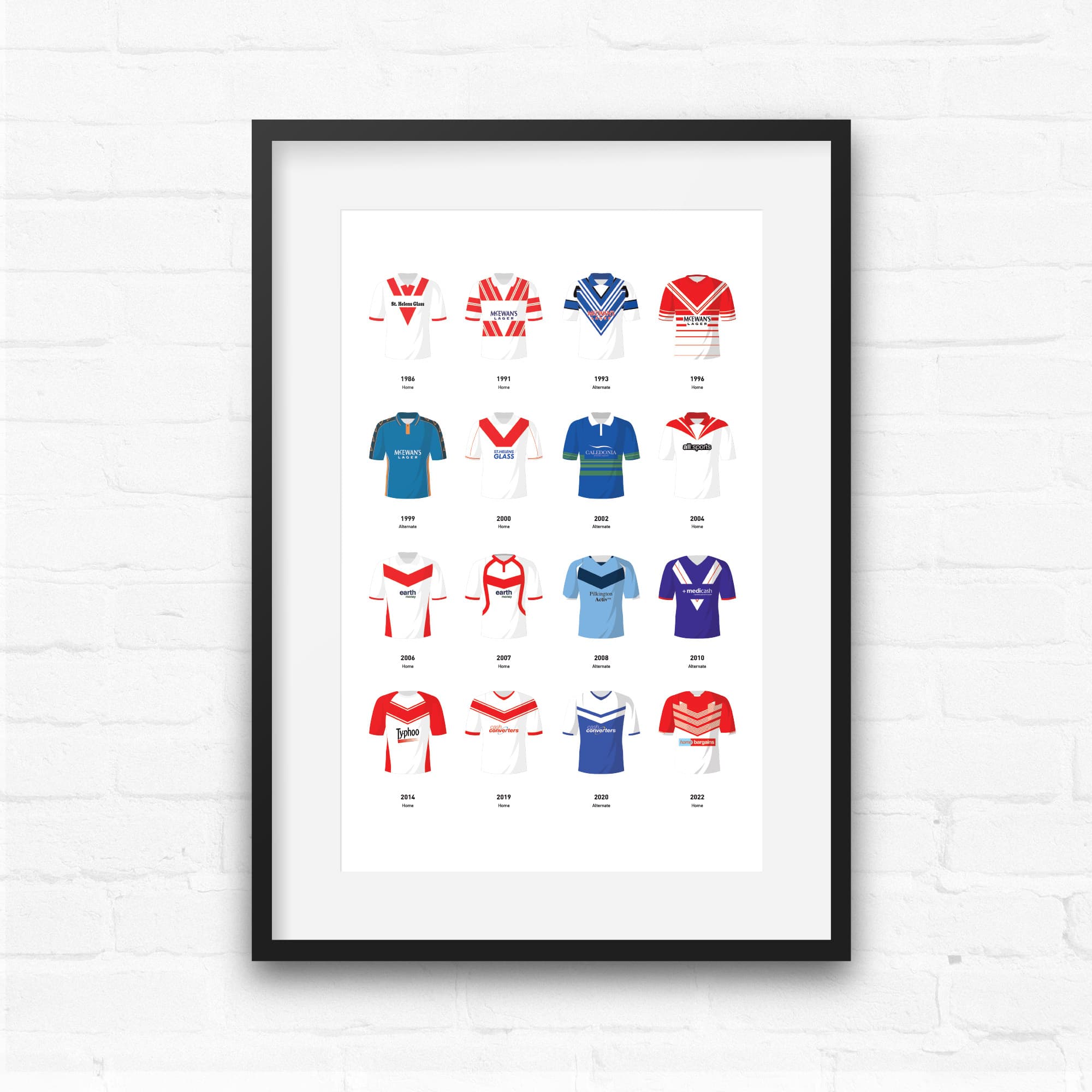 St Helens Classic Kits Rugby League Team Print