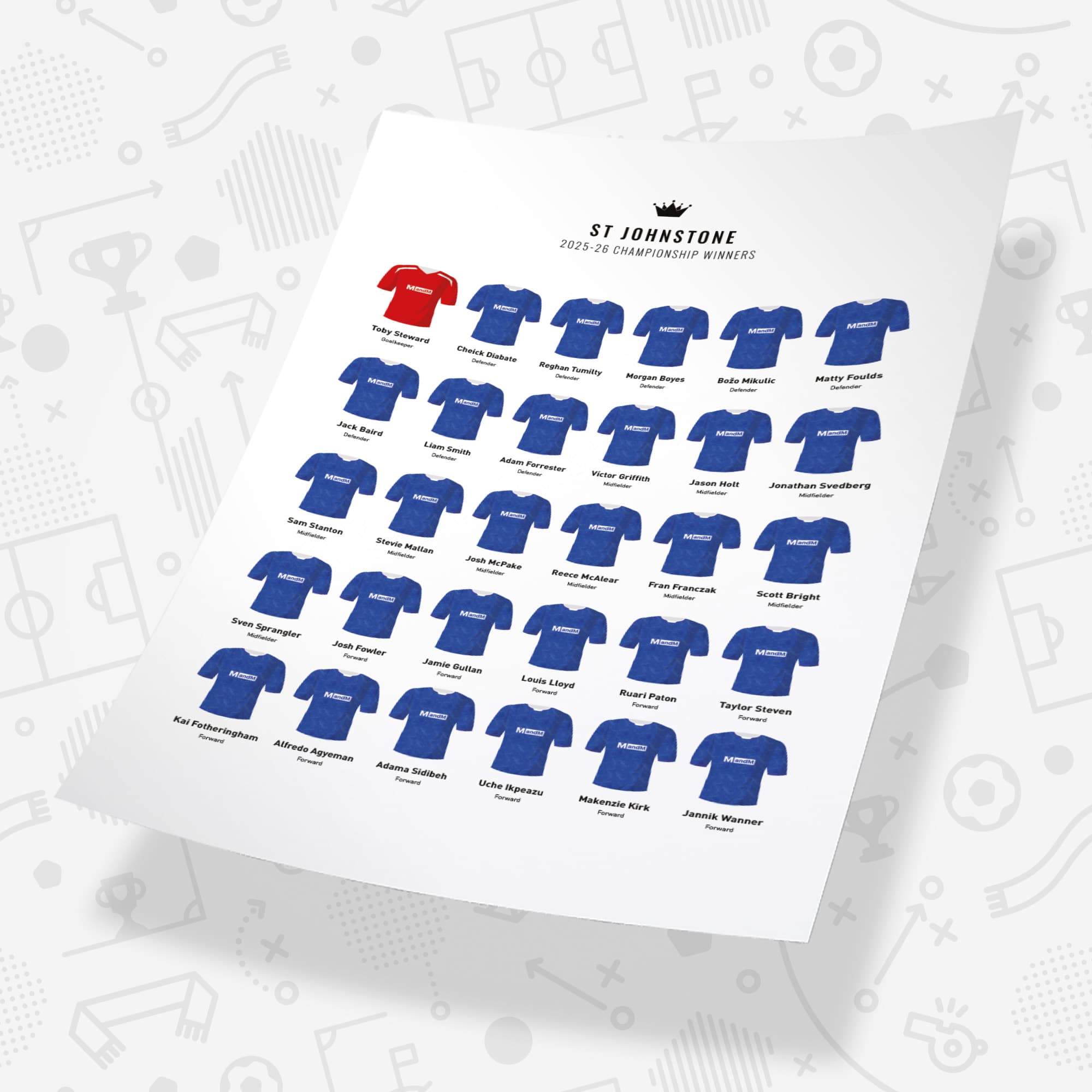 St Johnstone 2026 Scottish Championship Winners Football Team Print