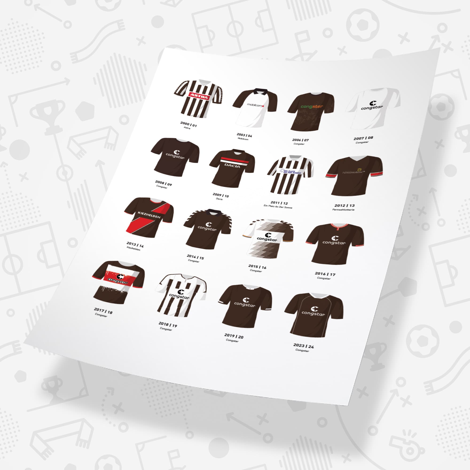 St Pauli Classic Kits Football Team Print