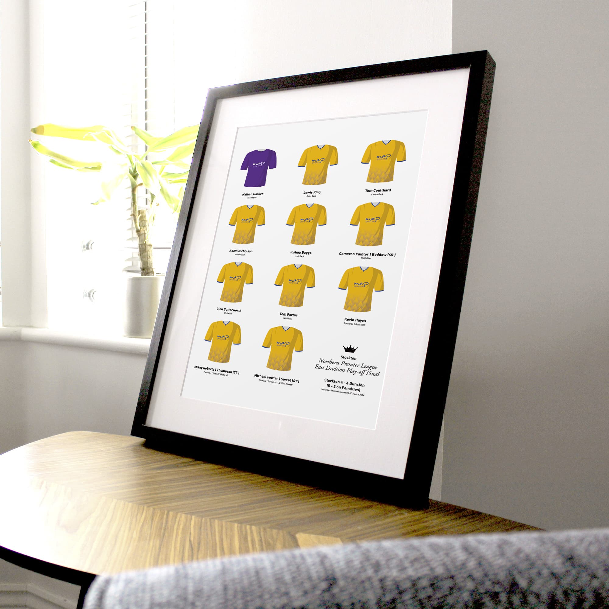 Stockton 2024 Northern Premier League East Playoff Winners Football Team Print