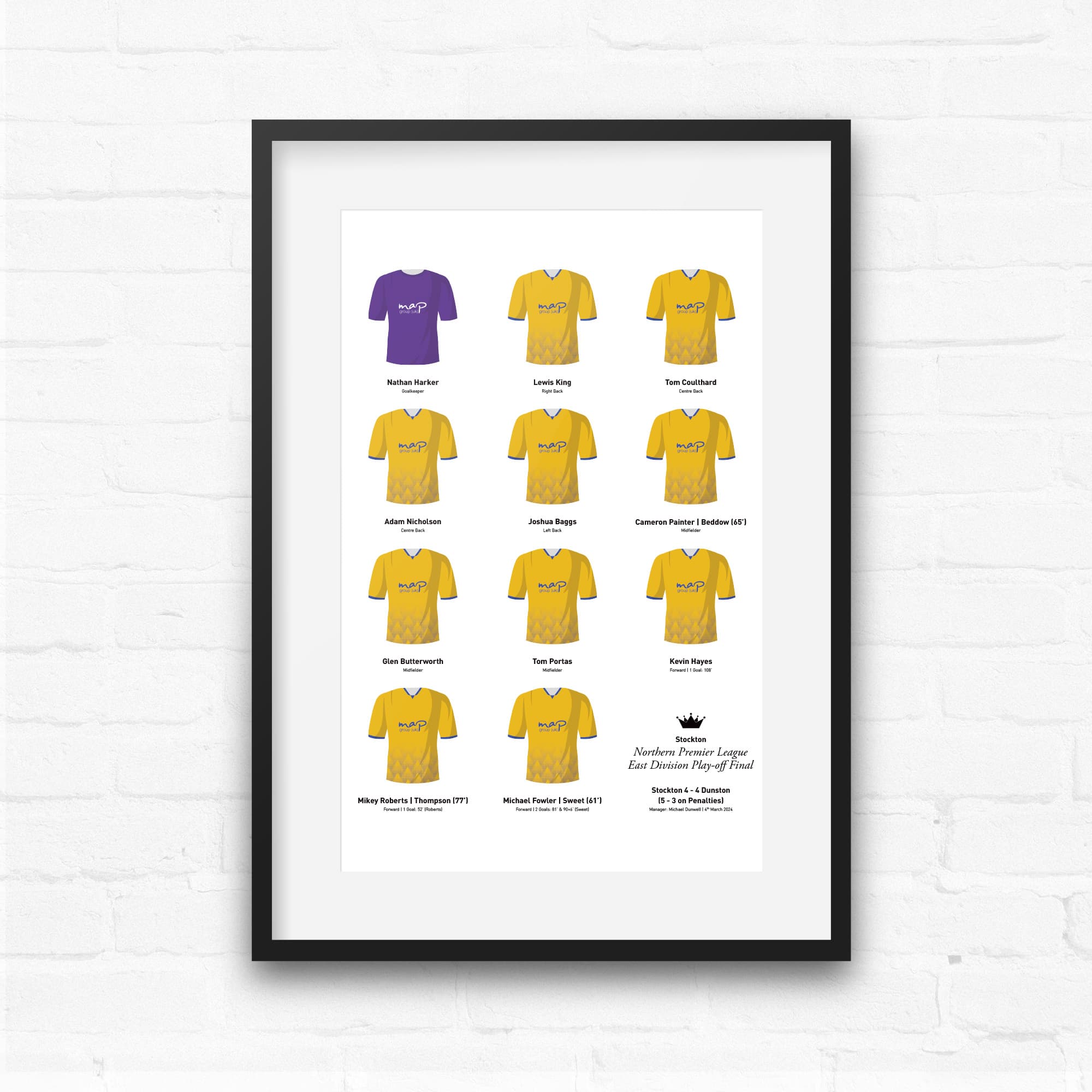 Stockton 2024 Northern Premier League East Playoff Winners Football Team Print