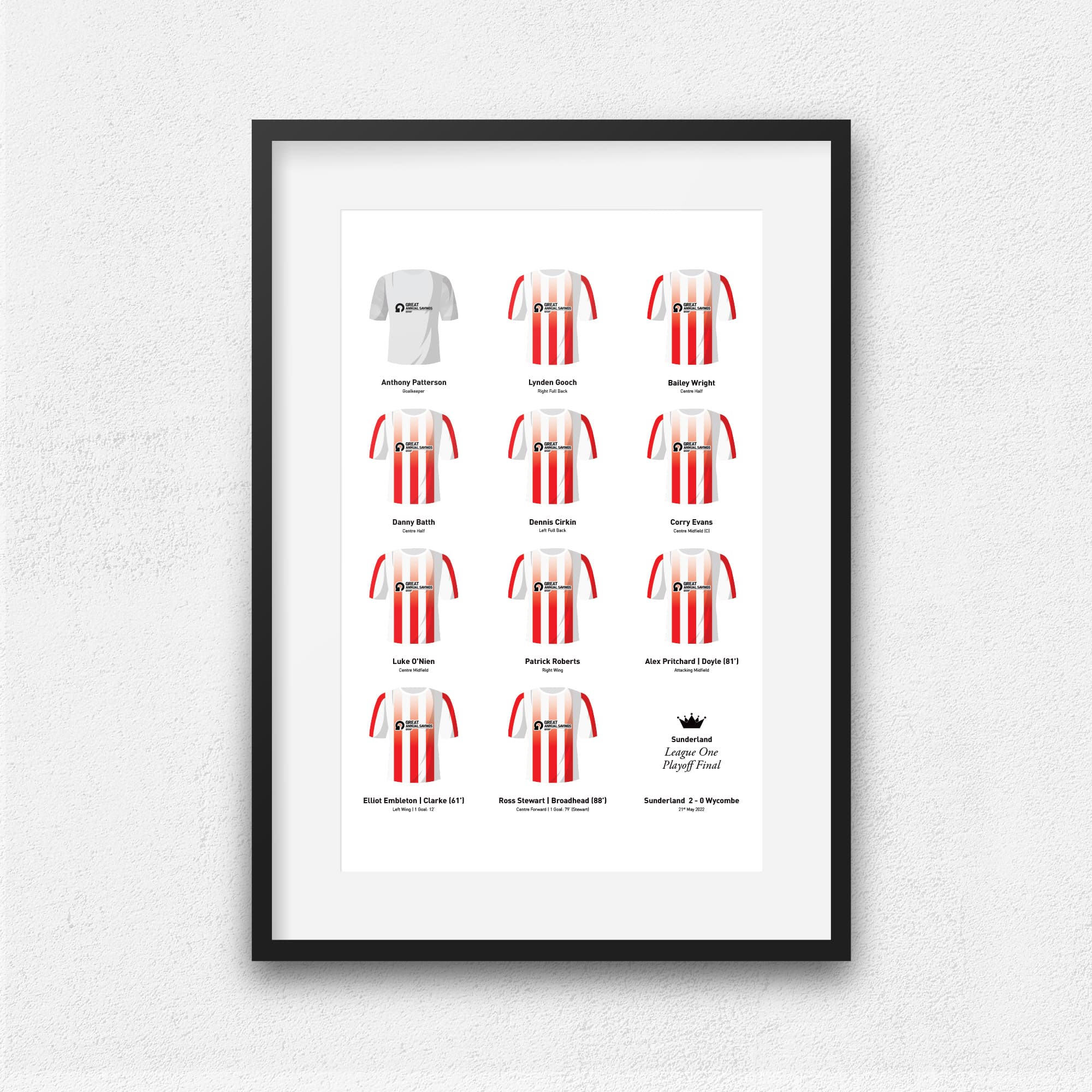 Sunderland 2022 League 1 Playoff Winners Football Team Print Good Team On Paper