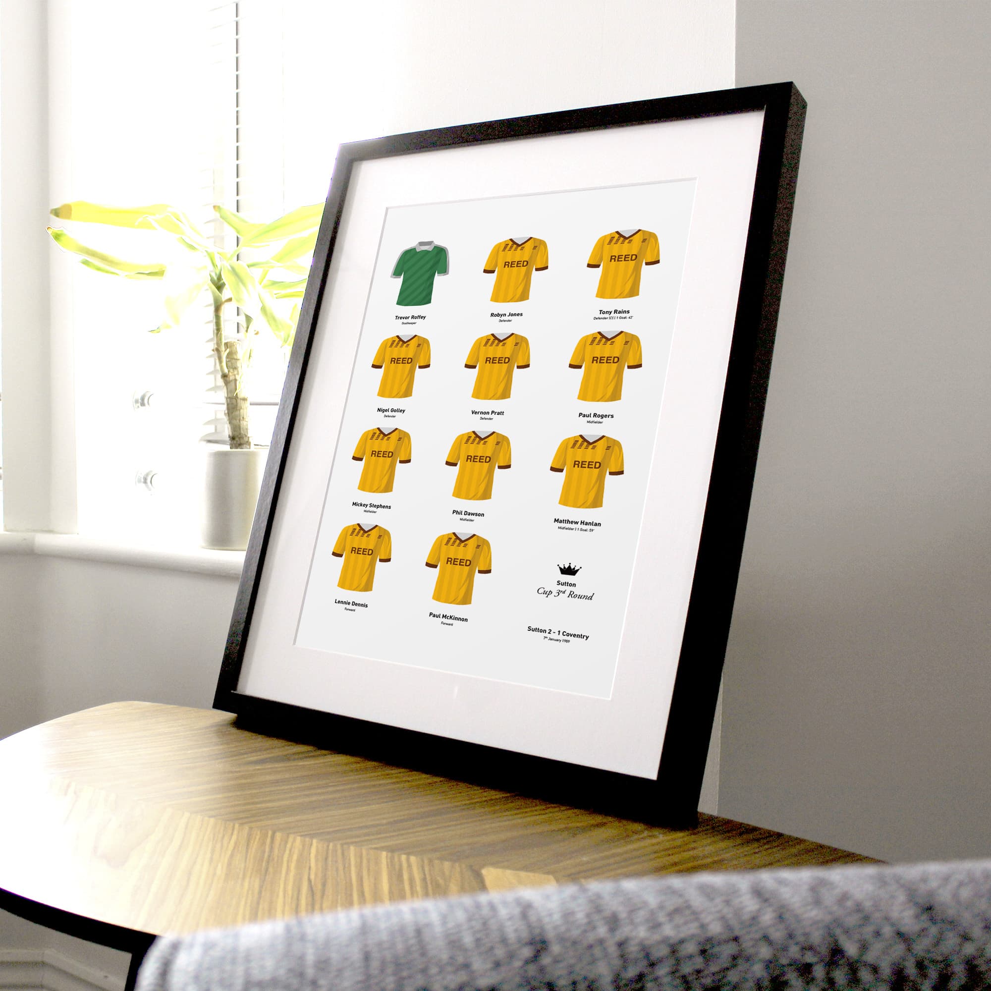 Sutton 1989 Cup 3rd Round Football Team Print Good Team On Paper