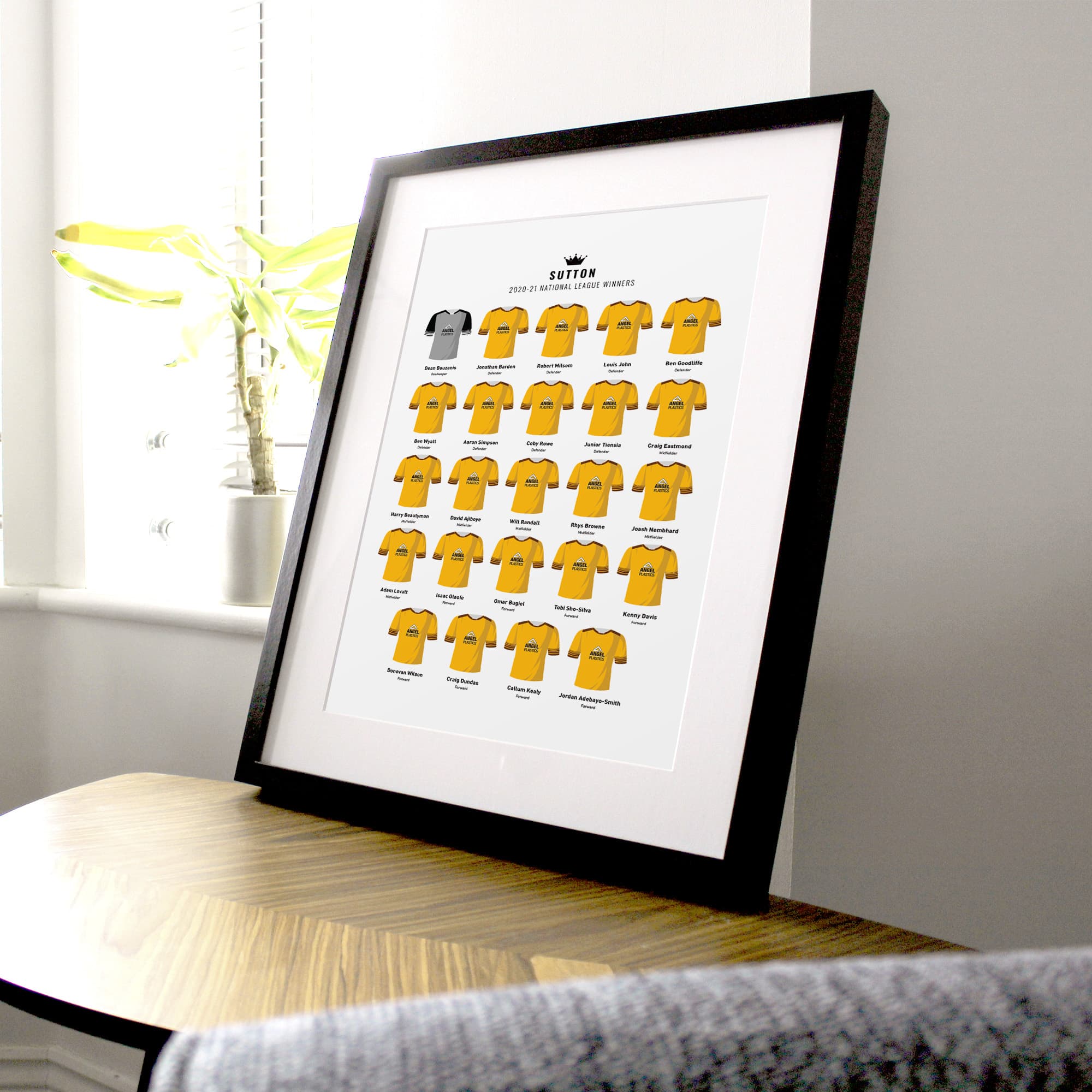 Sutton 2021 National League Winners Football Team Print Good Team On Paper