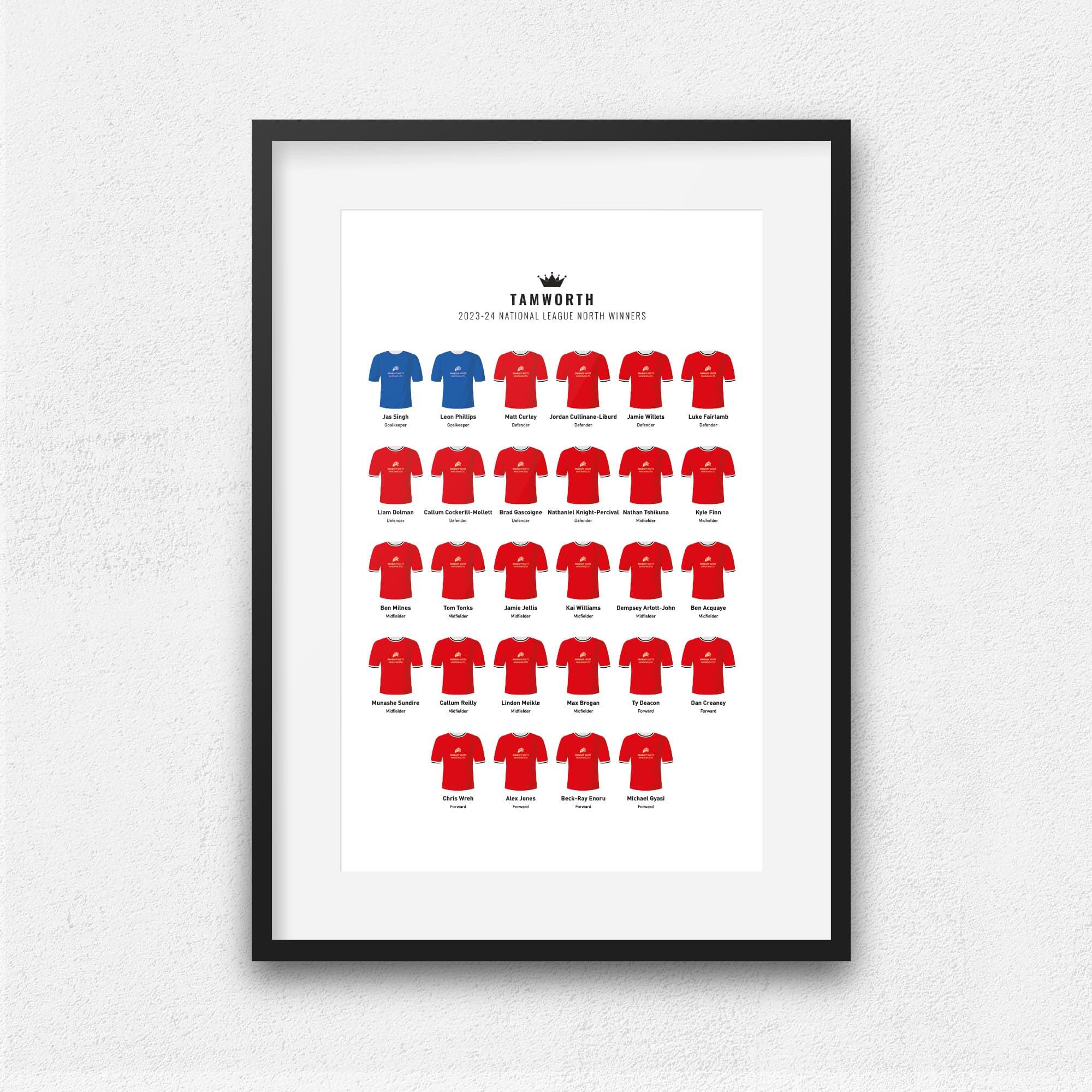 Tamworth 2024 National League North Winners Football Team Print