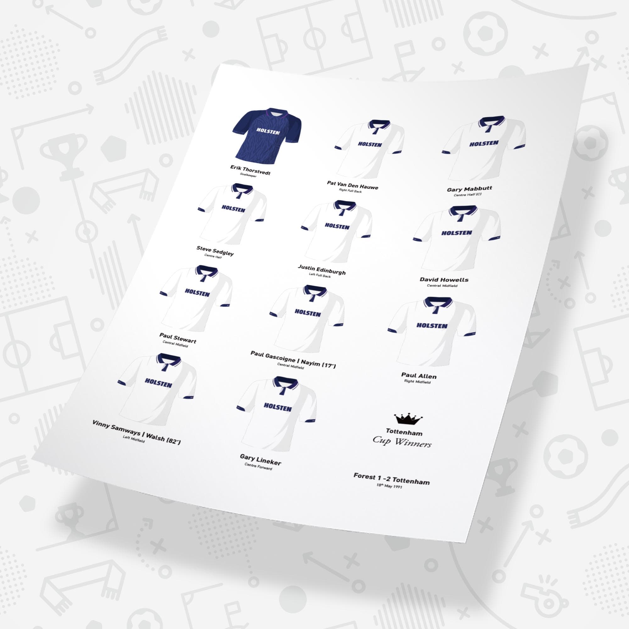 Tottenham 1991 Cup Winners Football Team Print Good Team On Paper