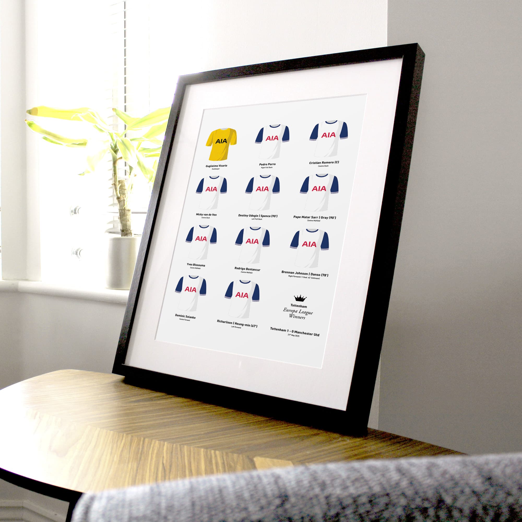Tottenham 2025 Europa League Winners Football Team Print