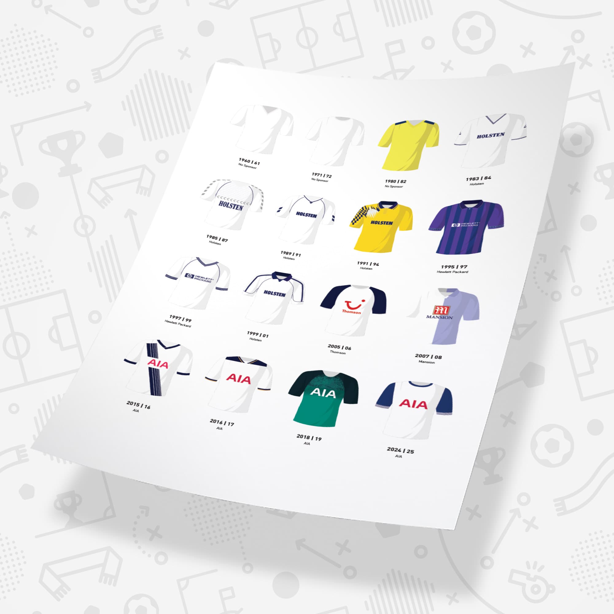 Tottenham Classic Kits Football Team Print
