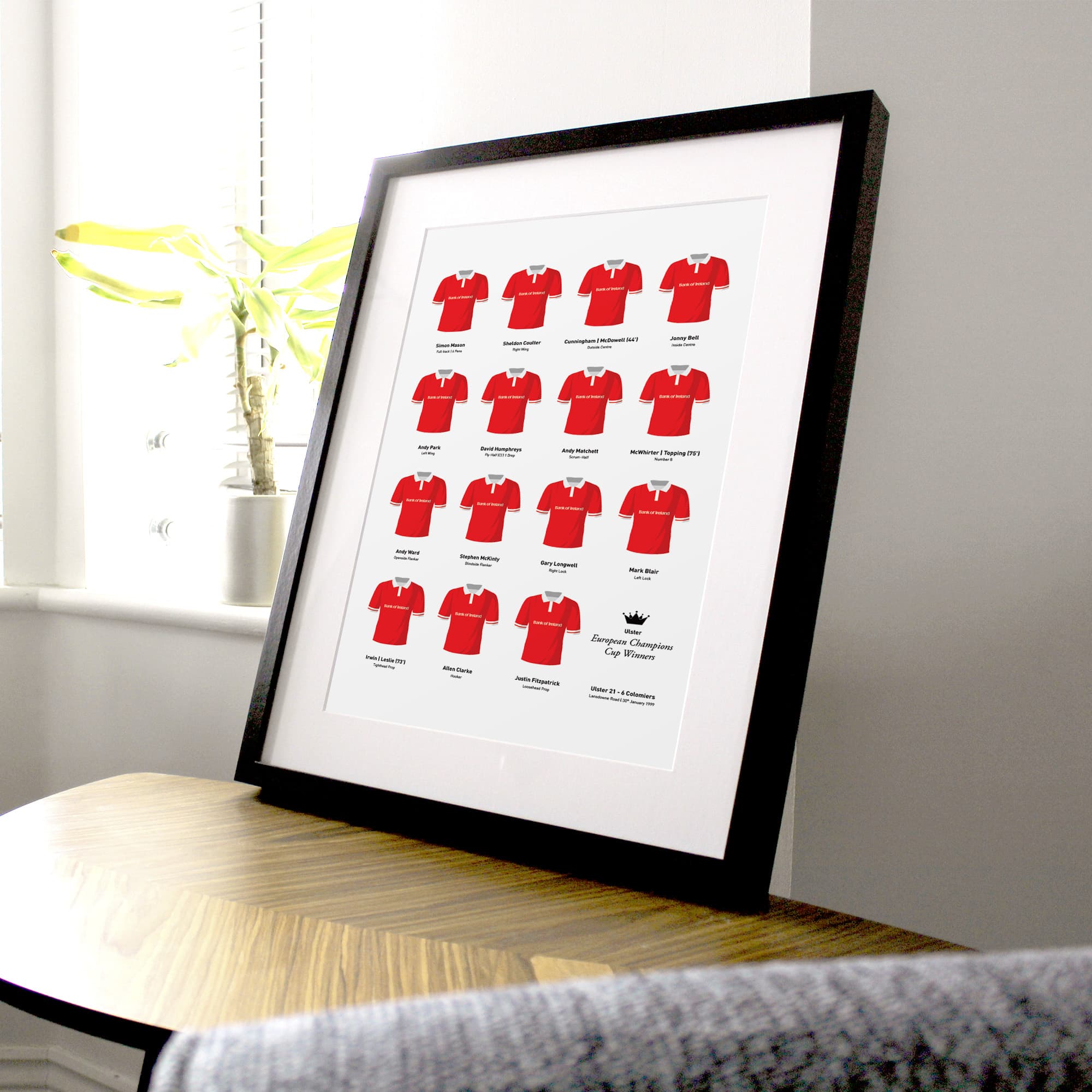 Ulster Rugby Union 1999 European Champions Cup Winners Team Print