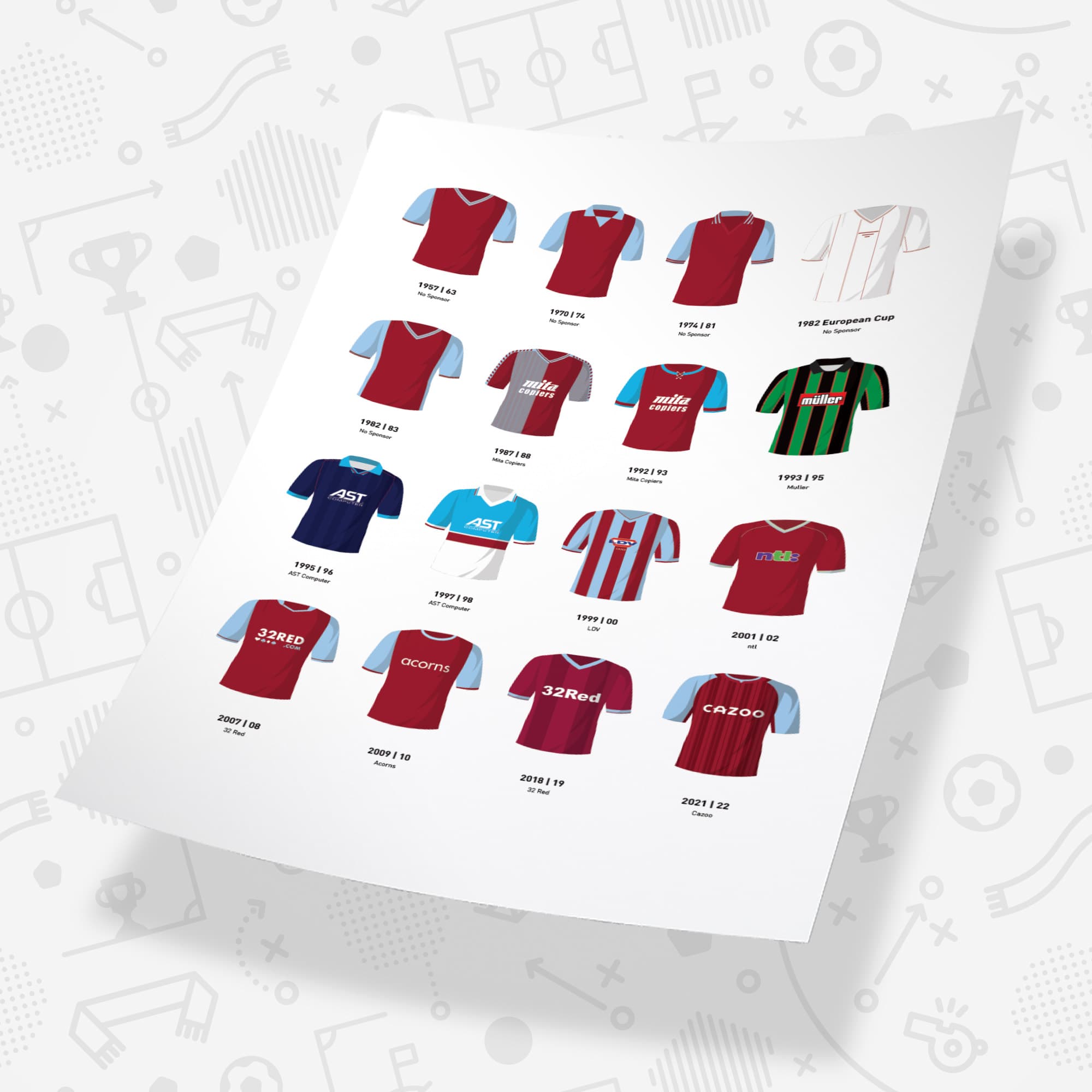 Villa Classic Kits Football Team Print Good Team On Paper