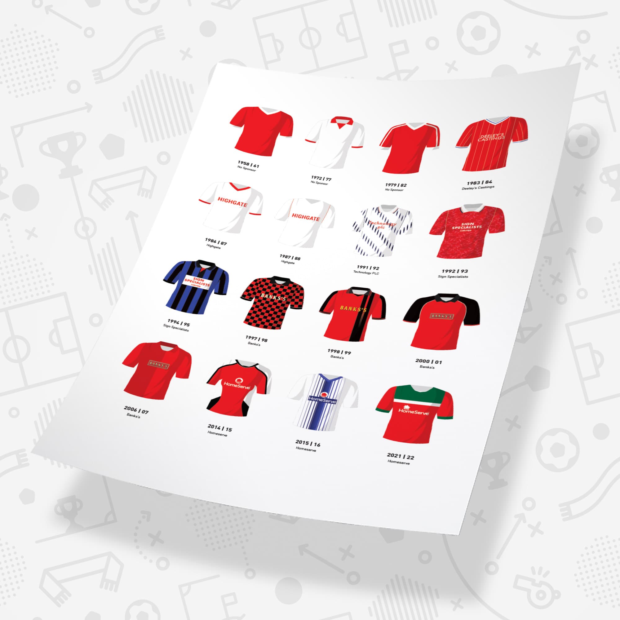 Walsall Classic Kits Football Team Print Good Team On Paper