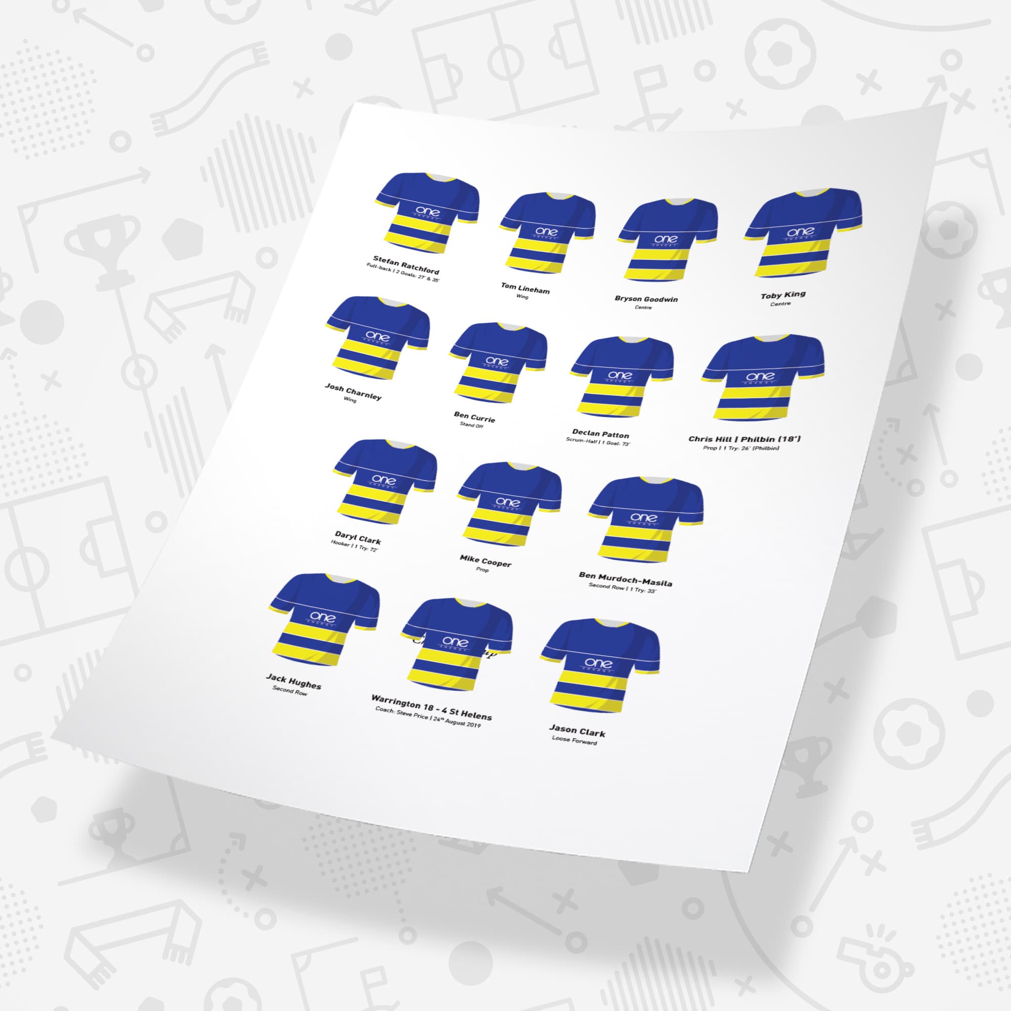 Warrington Rugby League 2019 Challenge Cup Winners Team Print