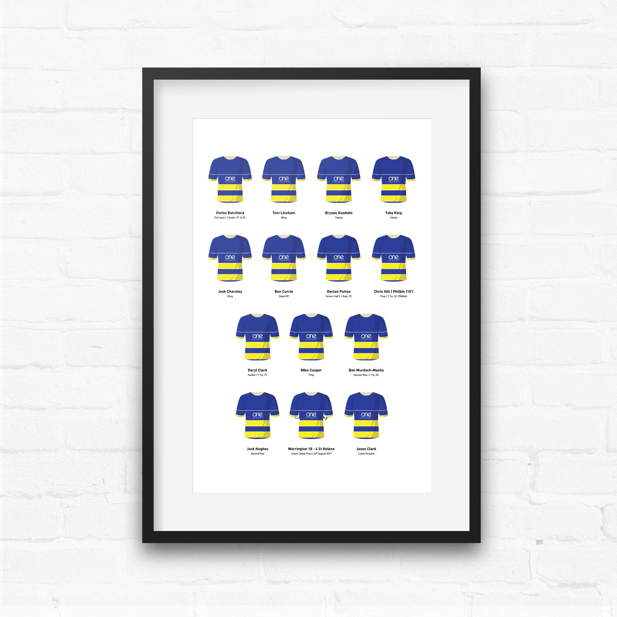 Warrington Rugby League 2019 Challenge Cup Winners Team Print