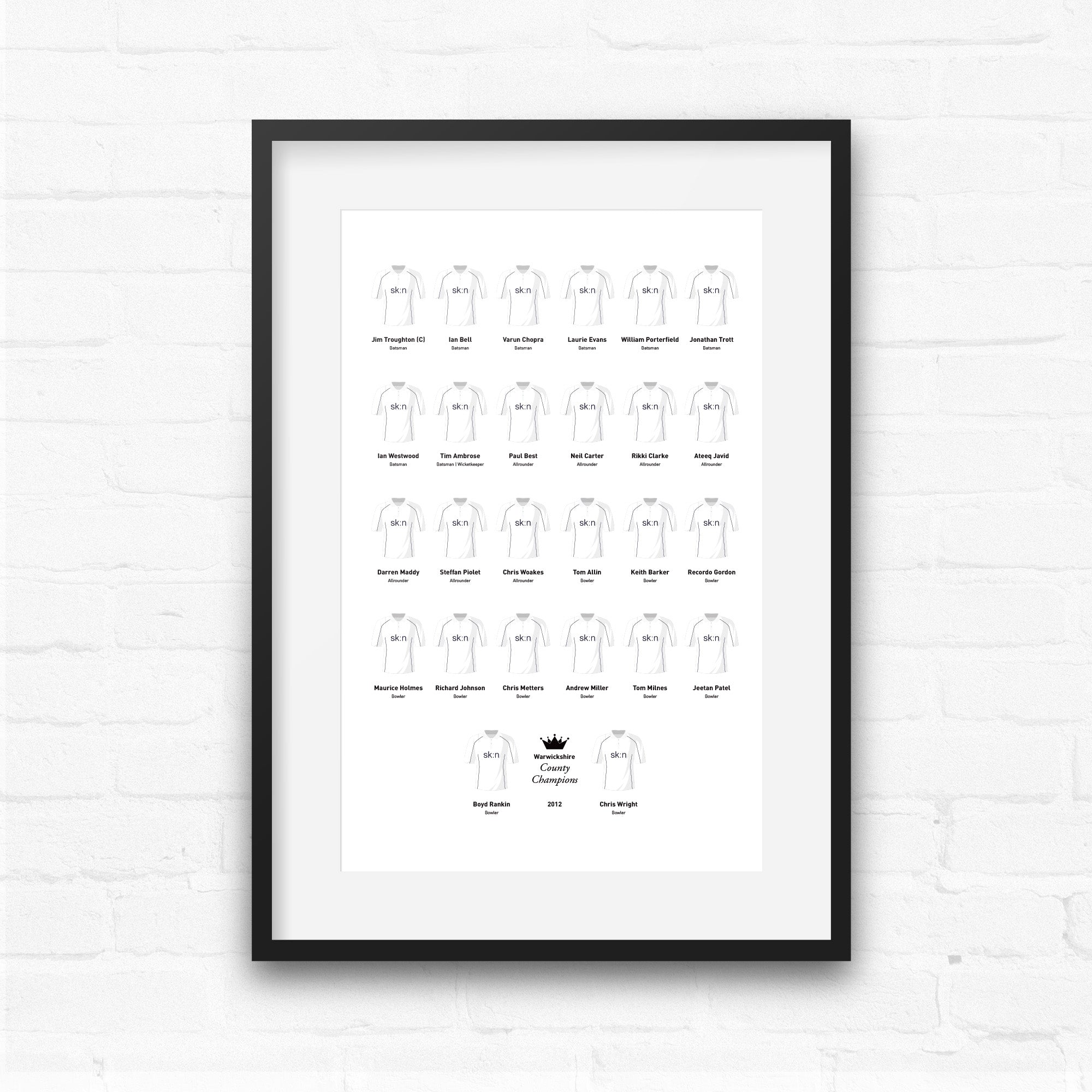 Warwickshire Cricket 2012 County Champions Team Print