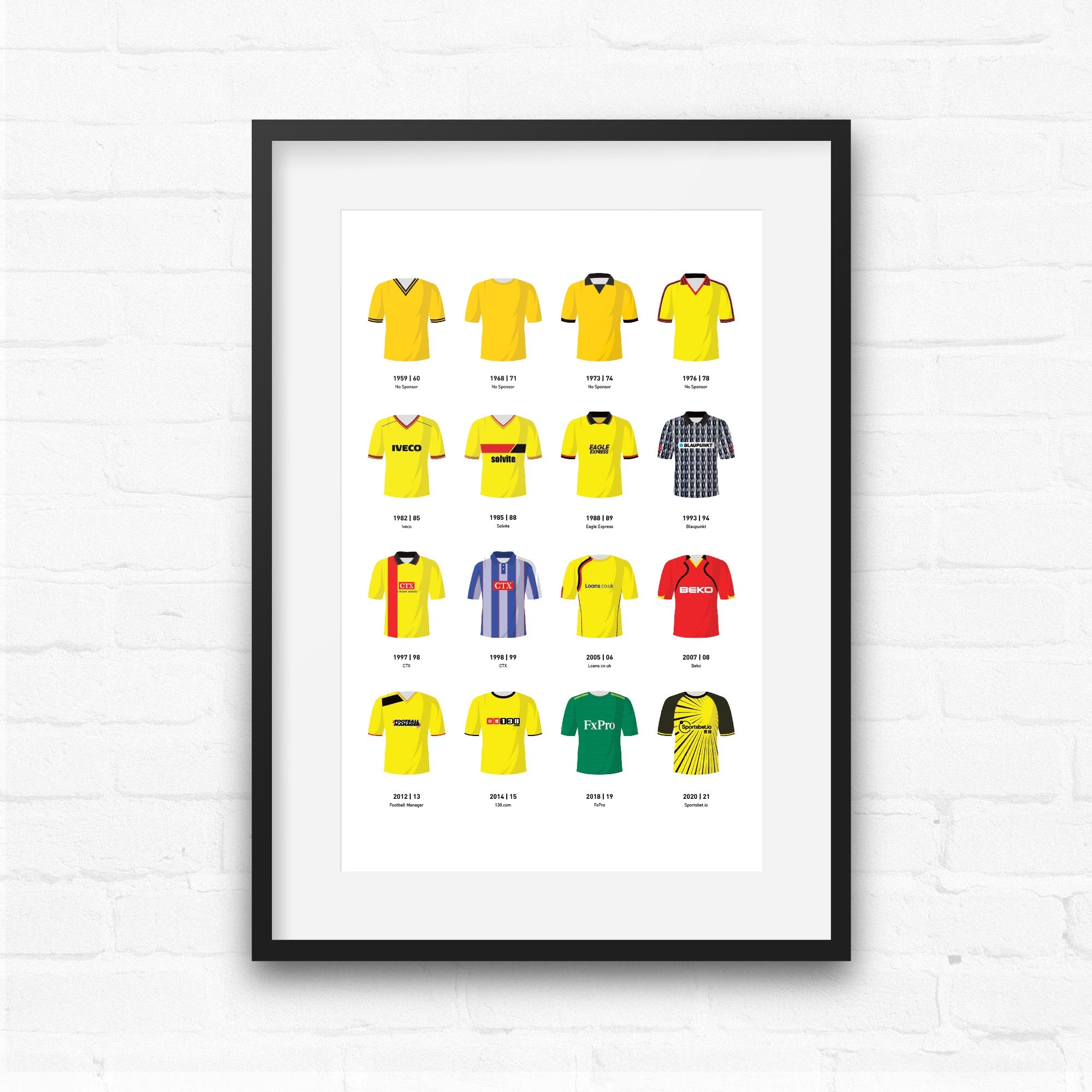 Watford Classic Kits Football Team Print Good Team On Paper