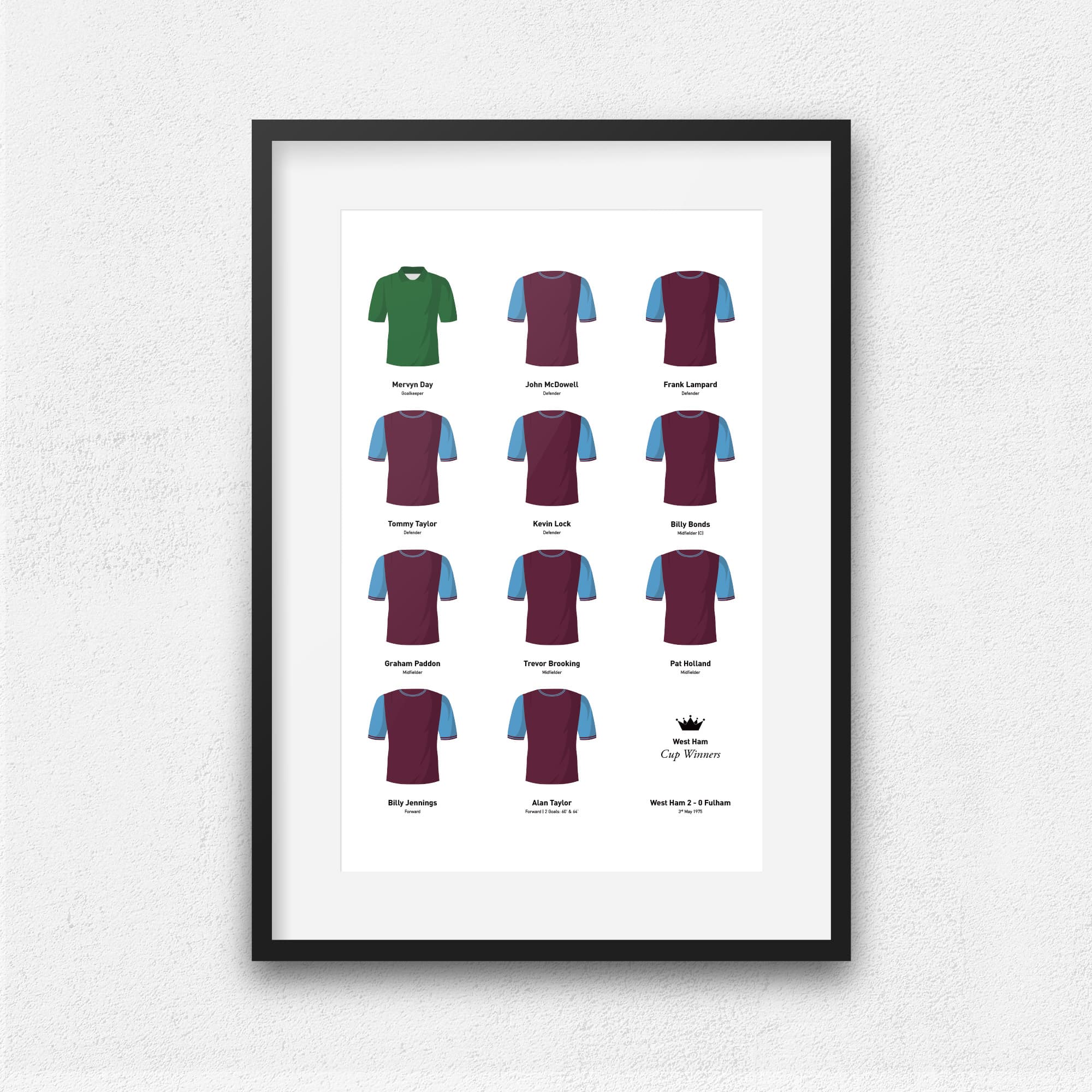 West Ham 1975 Cup Winners Football Team Print Good Team On Paper