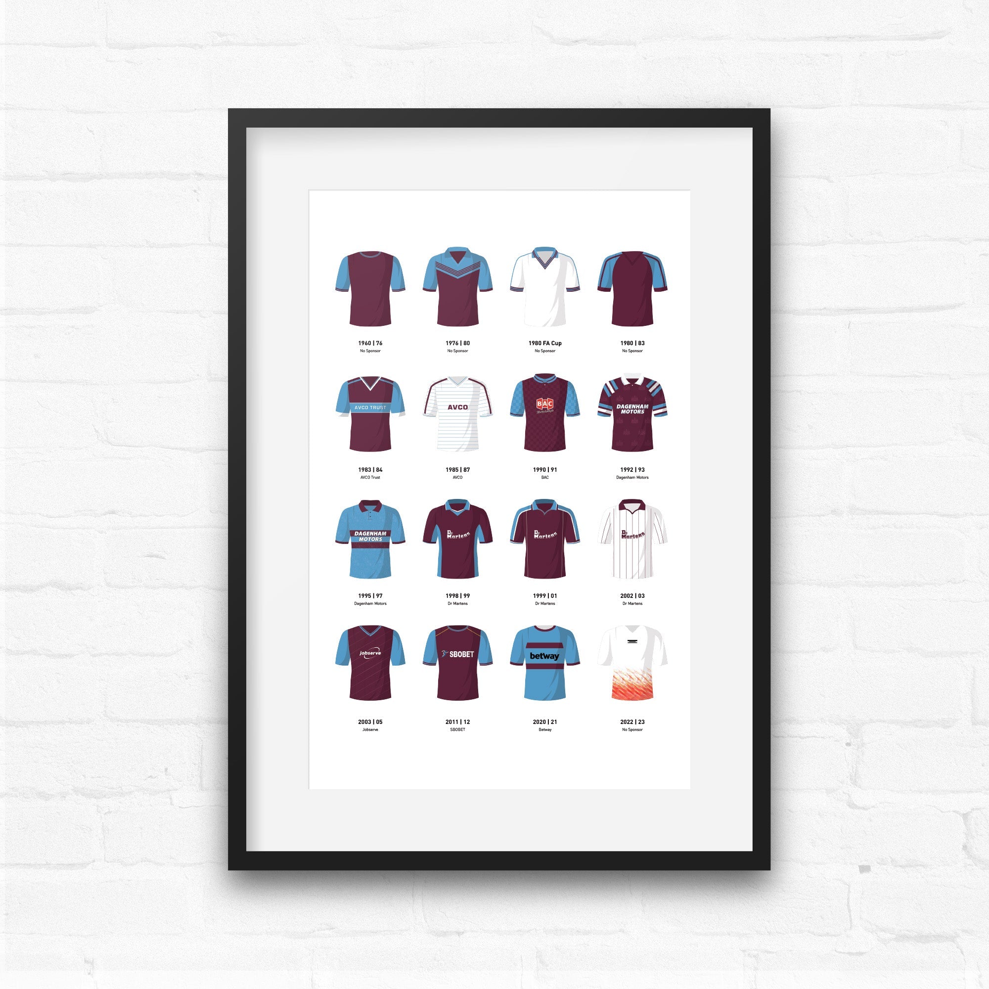 West Ham Classic Kits Football Team Print Good Team On Paper