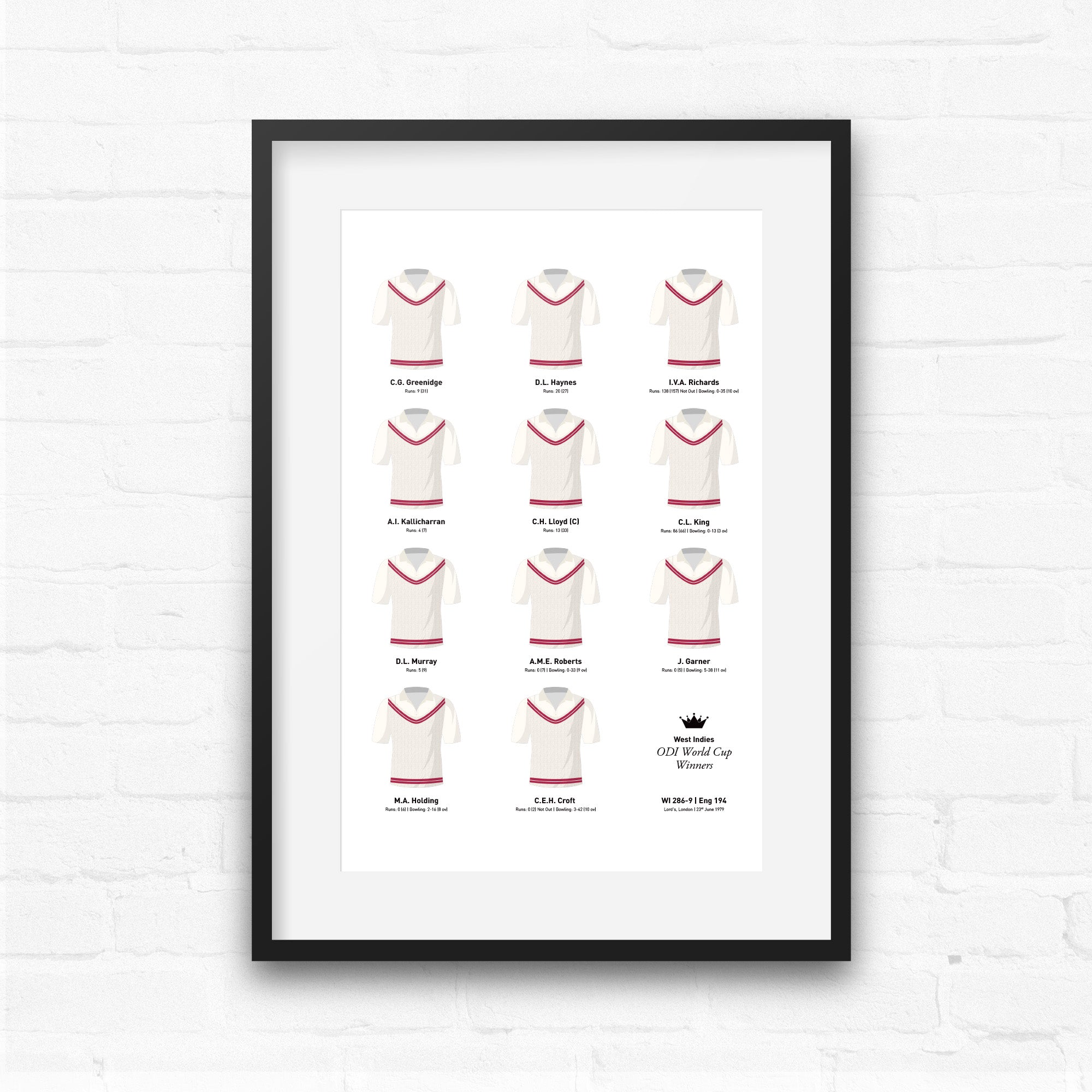 West Indies Cricket 1979 World Cup Winners Team Print