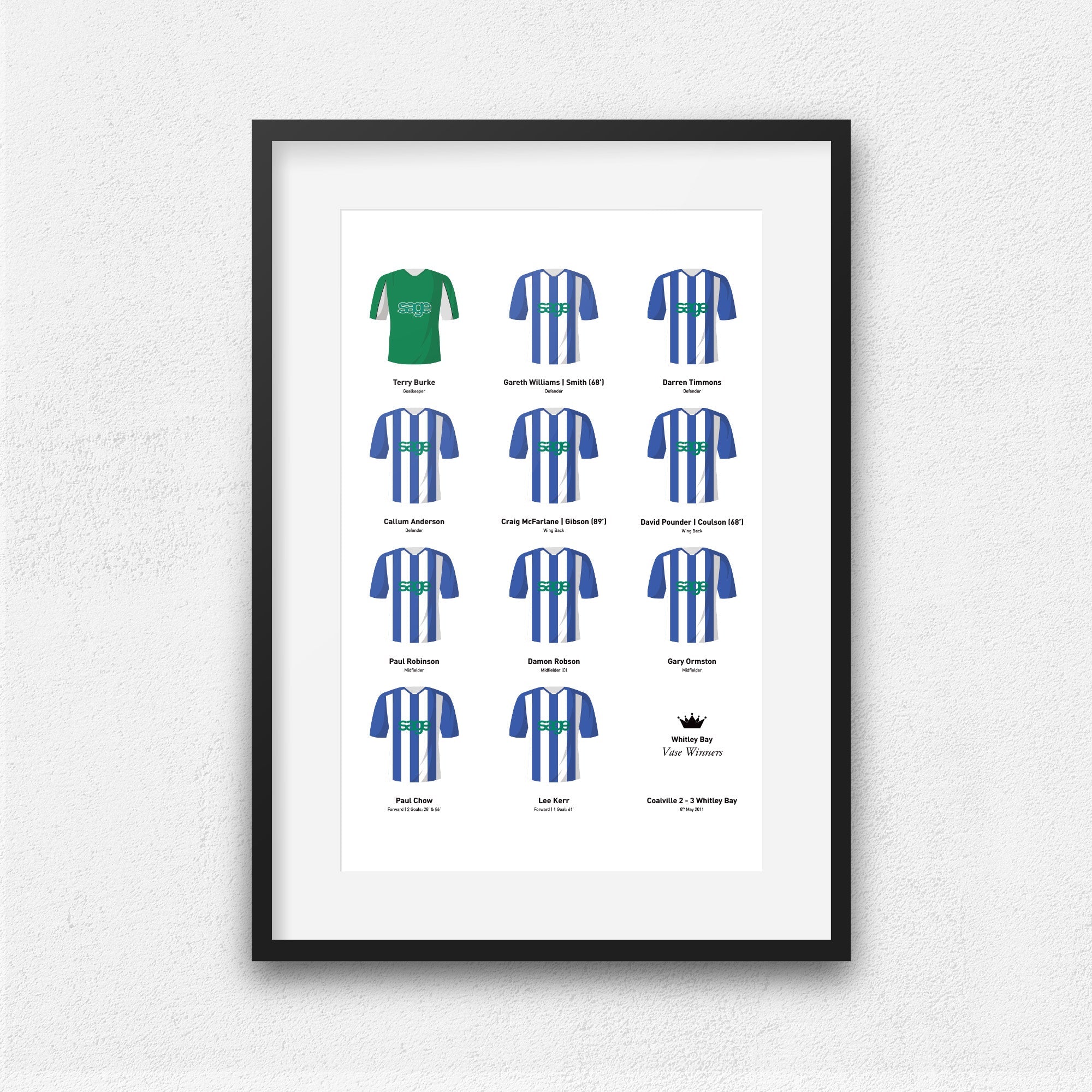 Whitley Bay 2011 Vase Winners Football Team Print Good Team On Paper