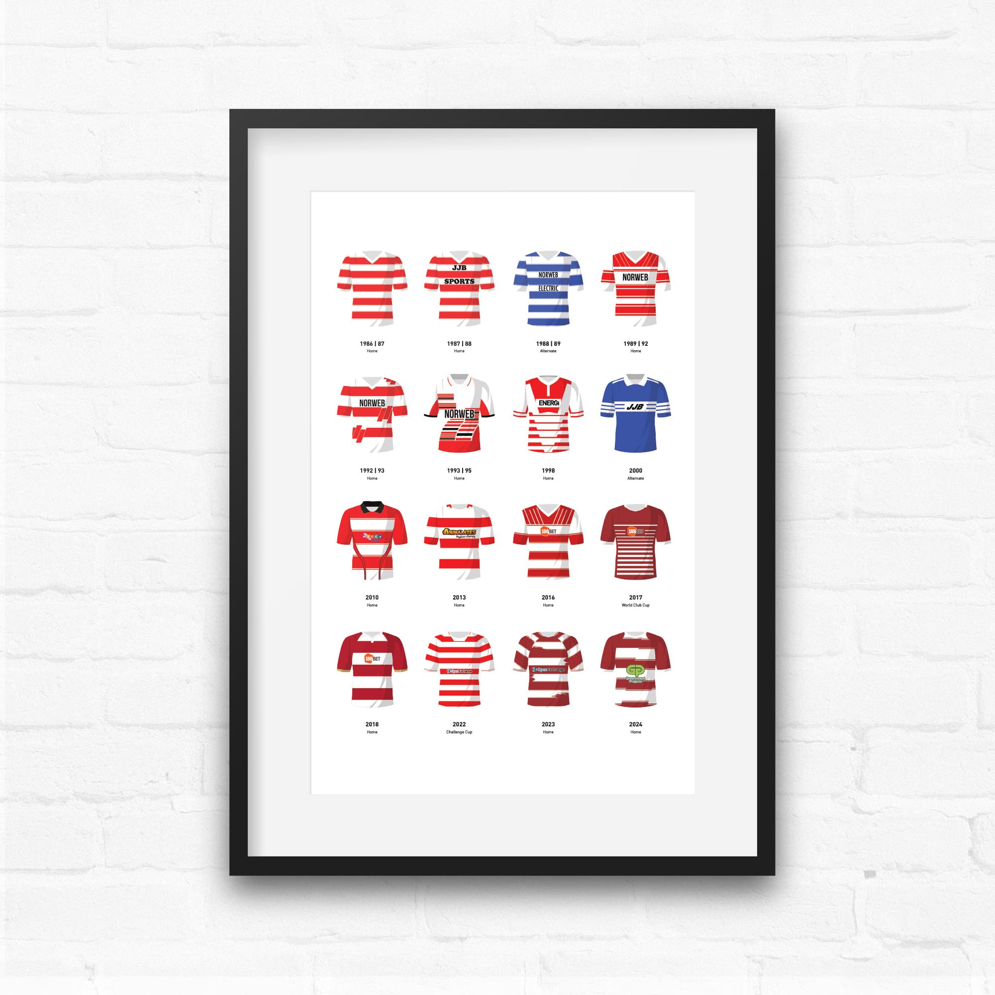 Wigan Rugby League Classic Kits Rugby League Team Print