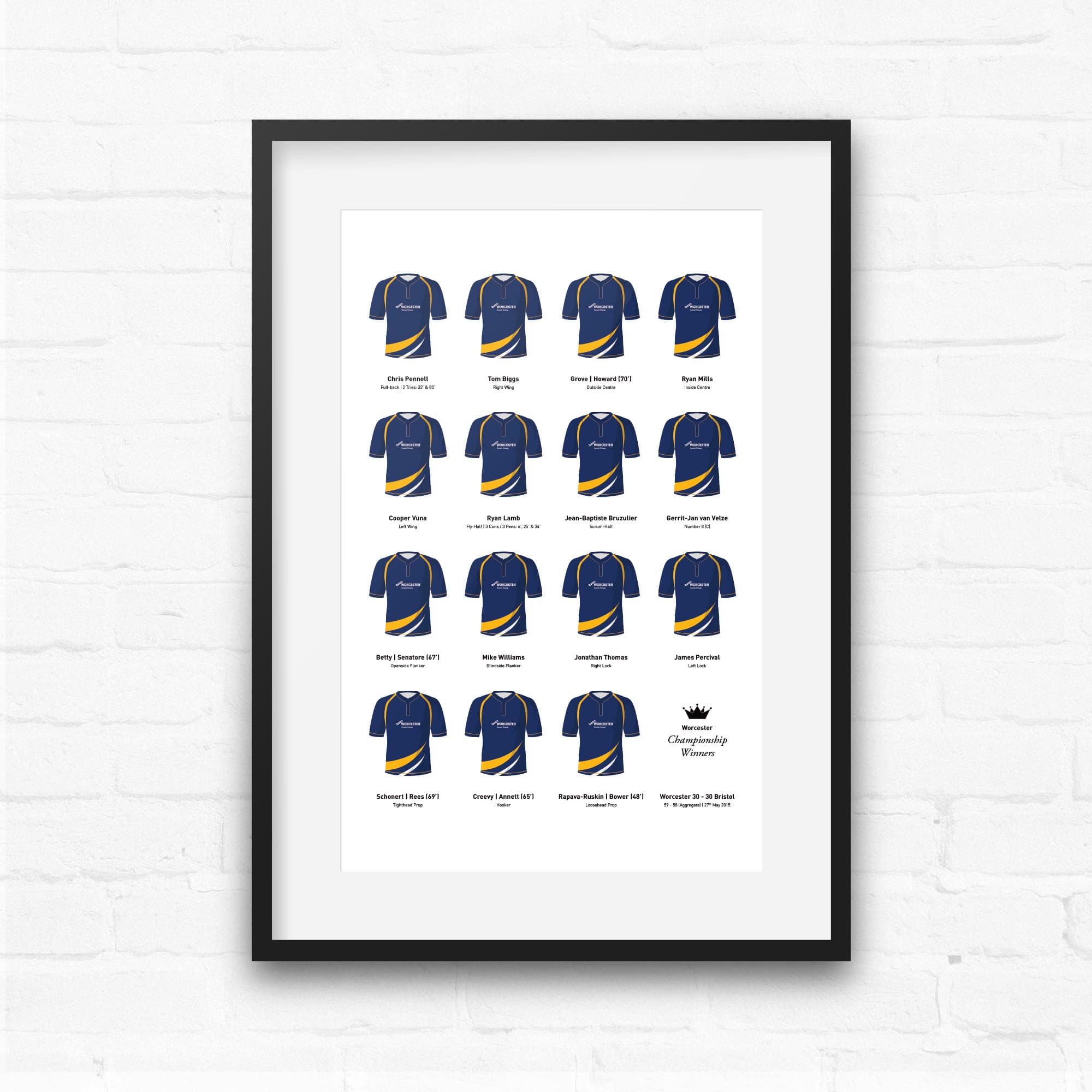 Worcester Rugby Union 2015 Championship Winners Team Print