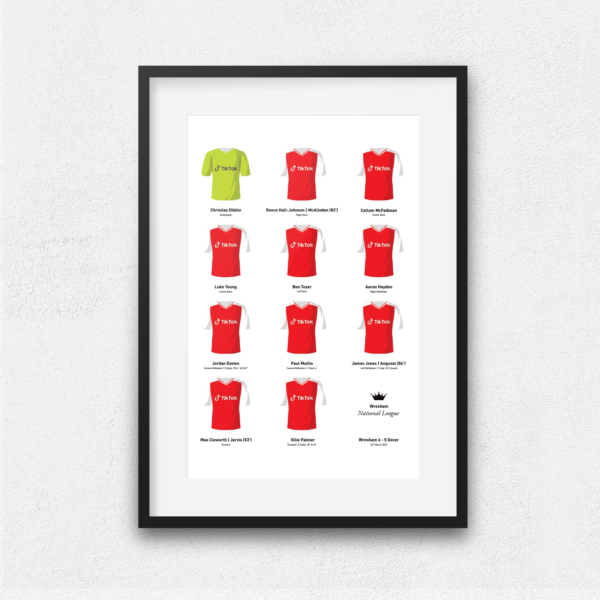 Wrexham 2022 vs Dover Football Team Print Good Team On Paper