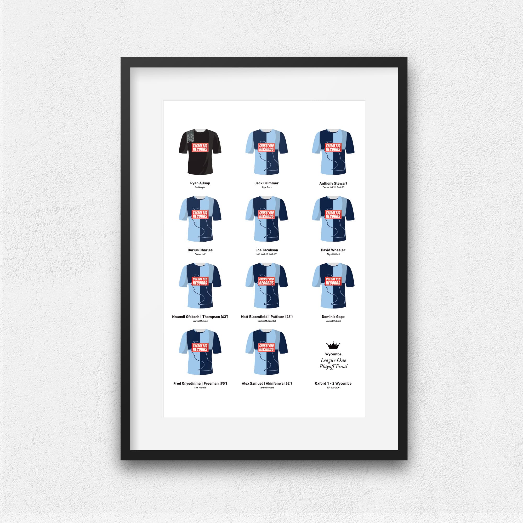 Wycombe 2020 League 1 Playoff Winners Football Team Print Good Team On Paper