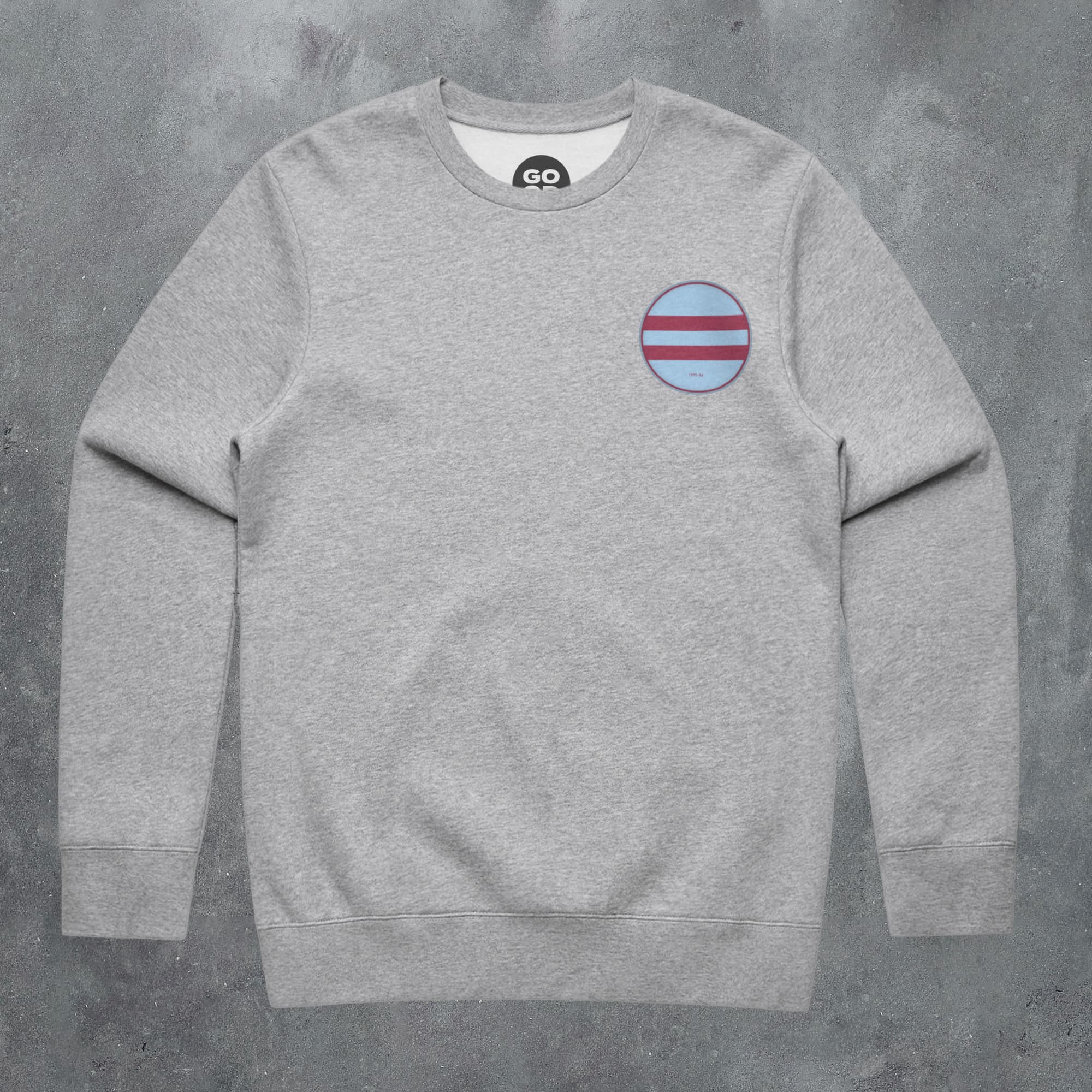 a grey sweatshirt with the american flag on it