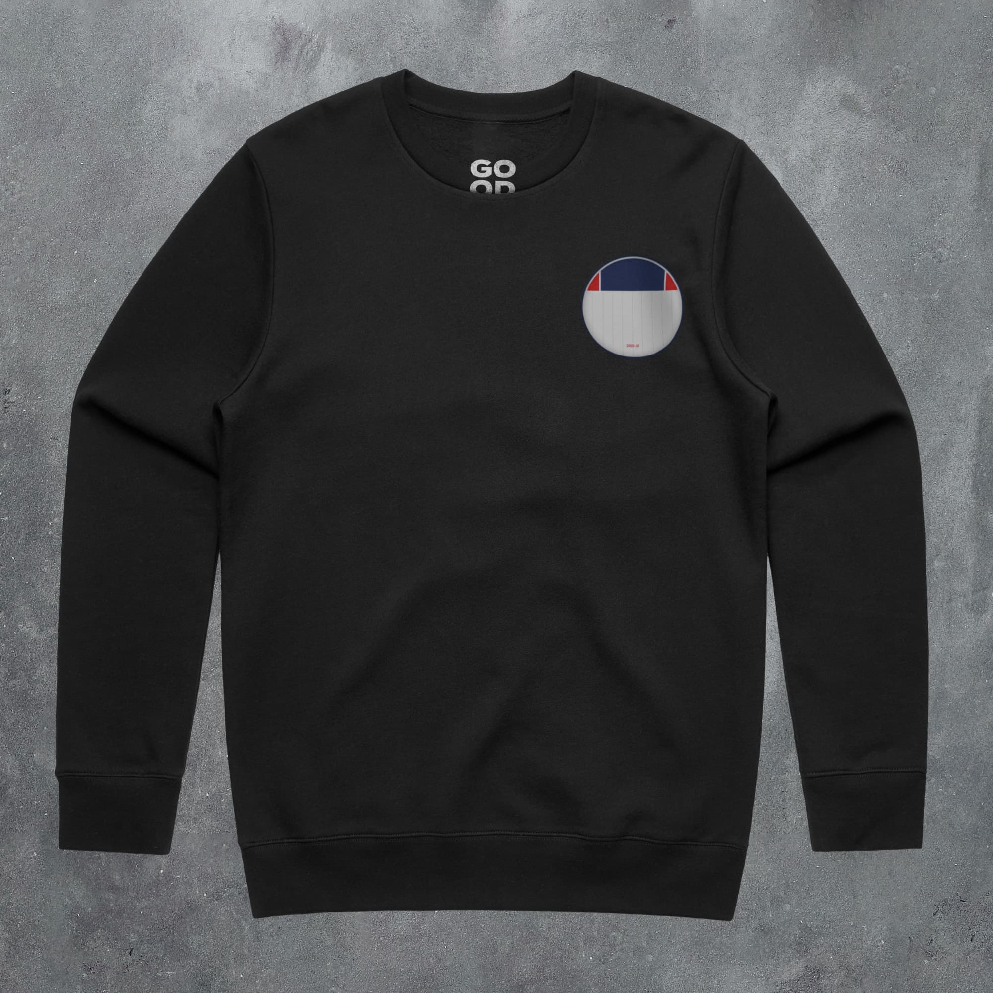 a black sweatshirt with a korean flag on it
