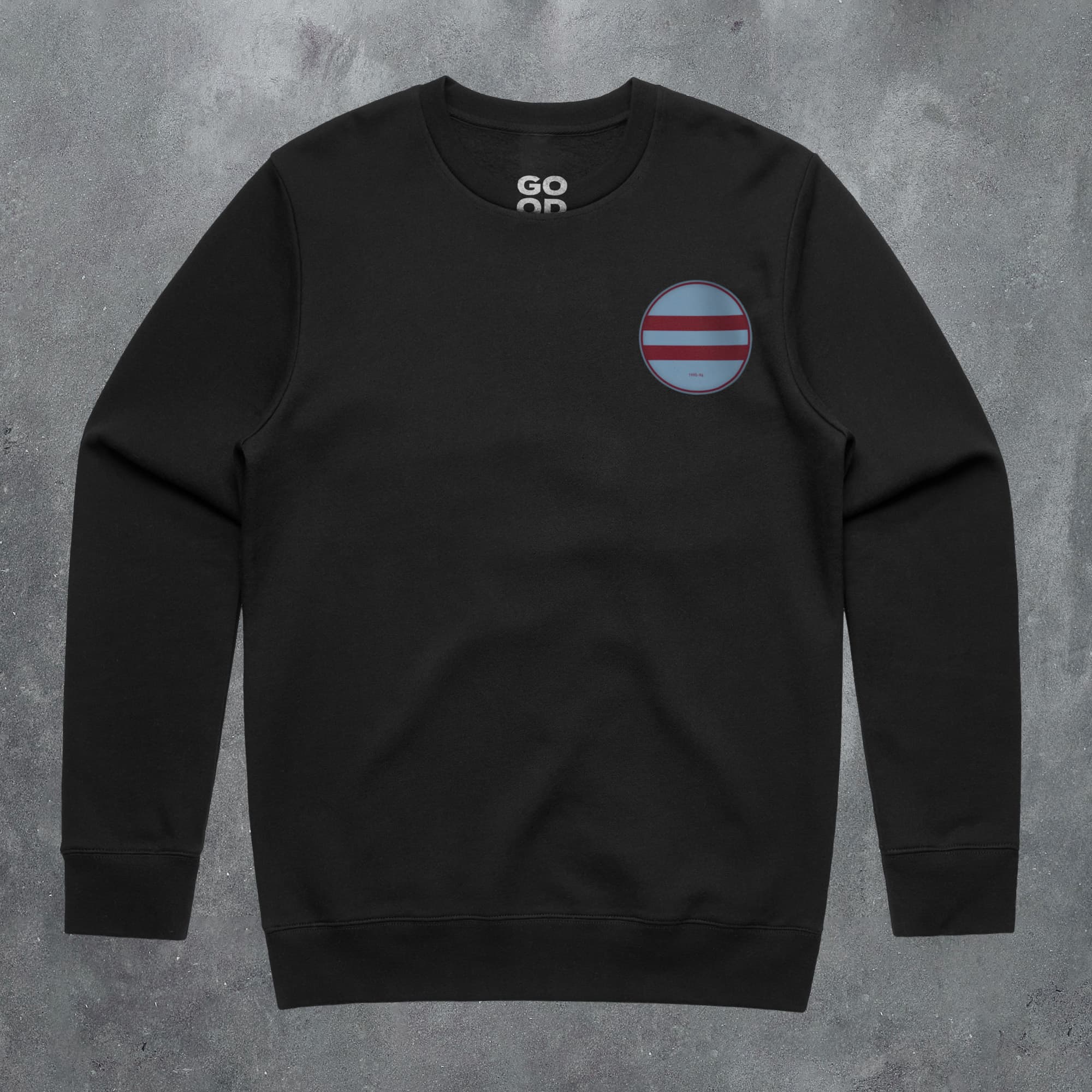 a black sweatshirt with the american flag on it