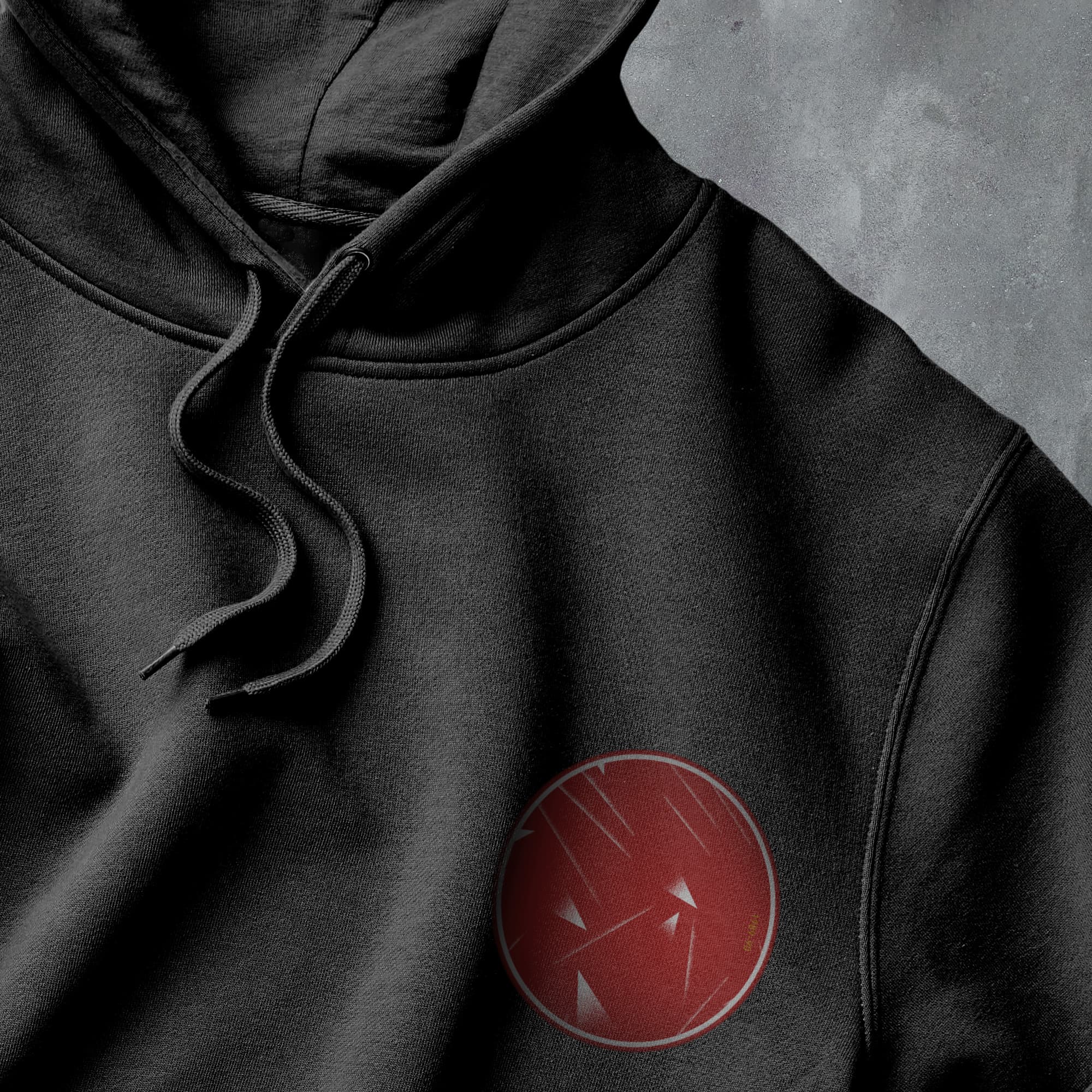 a close up of a person wearing a black hoodie