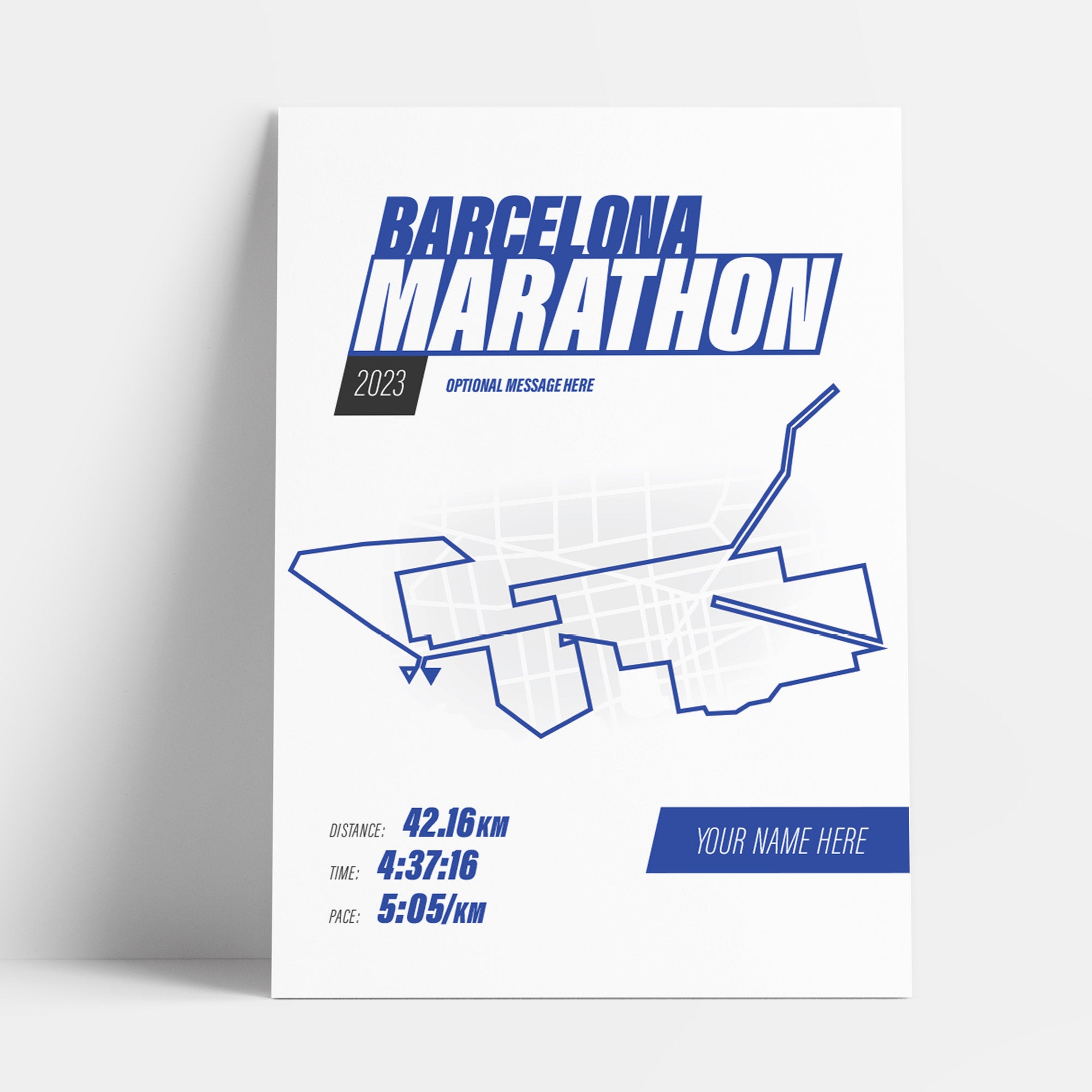 PERSONALISED 'Amazing Pace' Barcelona Marathon Finishers Print