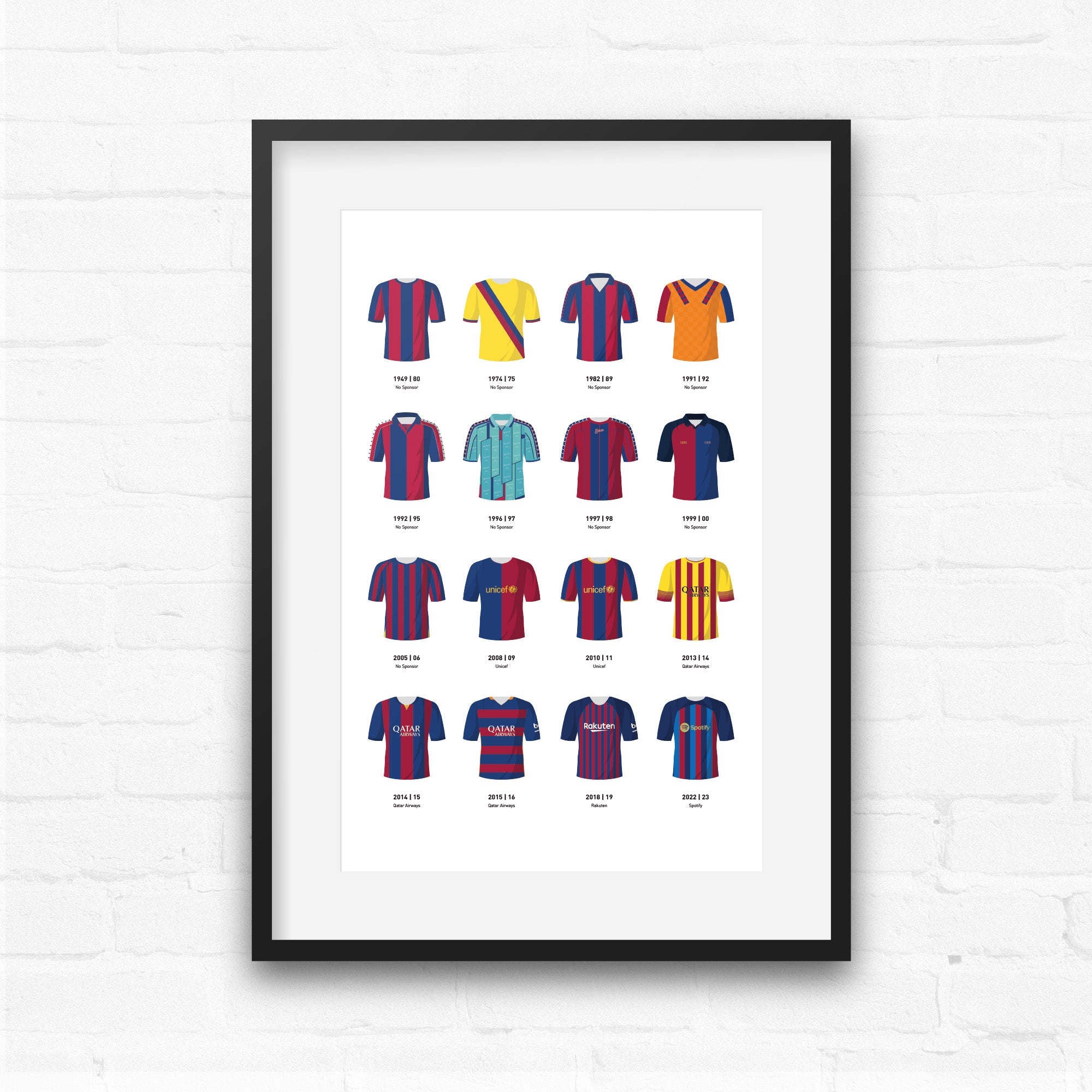 Barcelona Classic Kits Football Team Print Good Team On Paper
