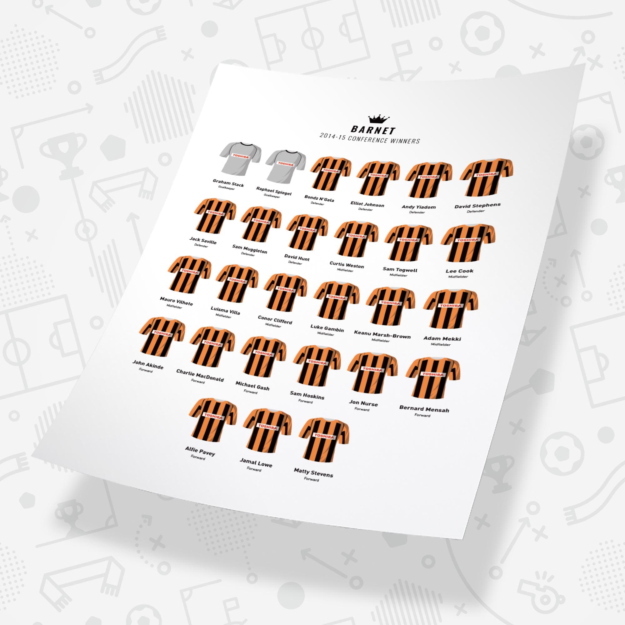 Barnet 2015 Conference Winners Football Team Print Good Team On Paper