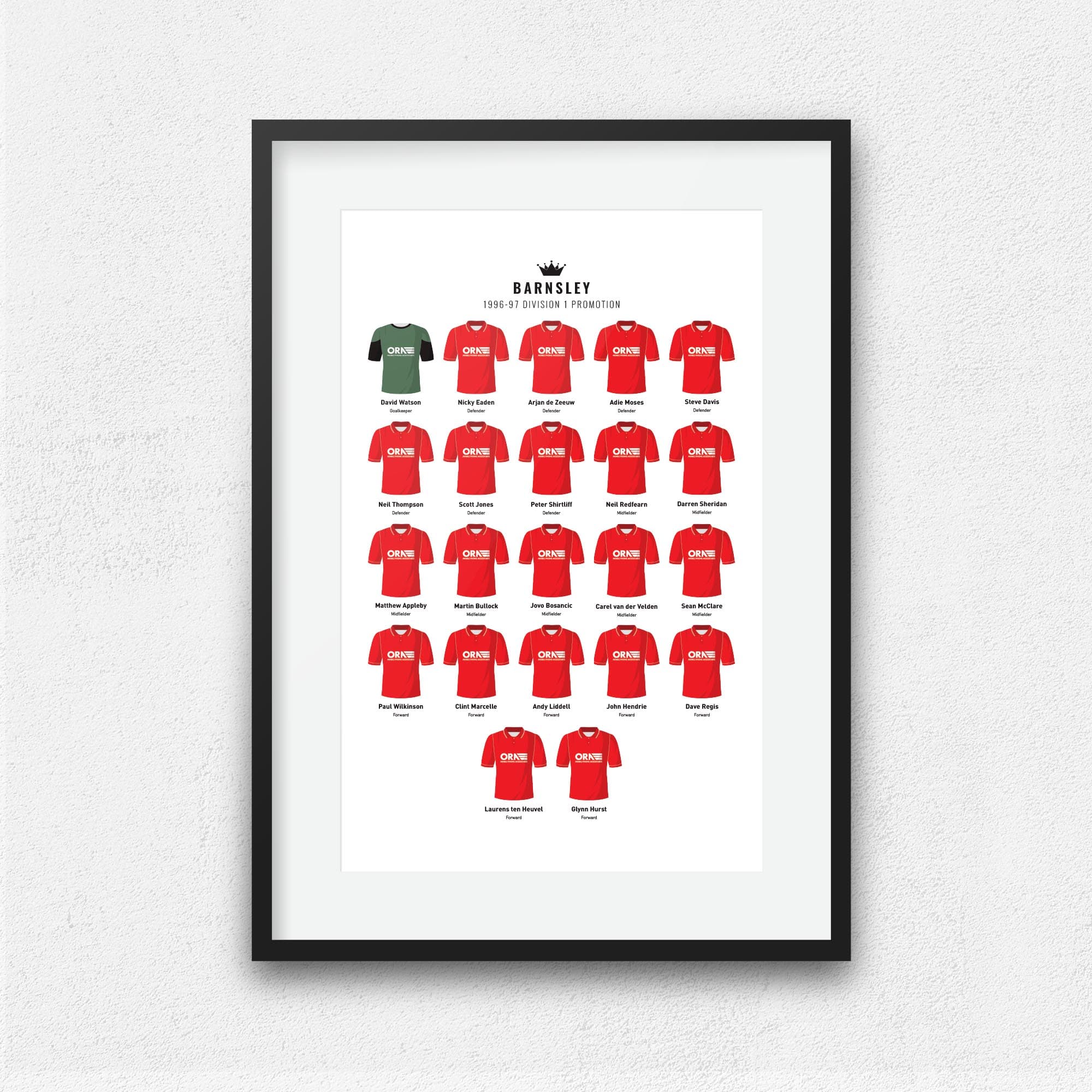 Barnsley 1997 Division 1 Promotion Winners Football Team Print Good Team On Paper